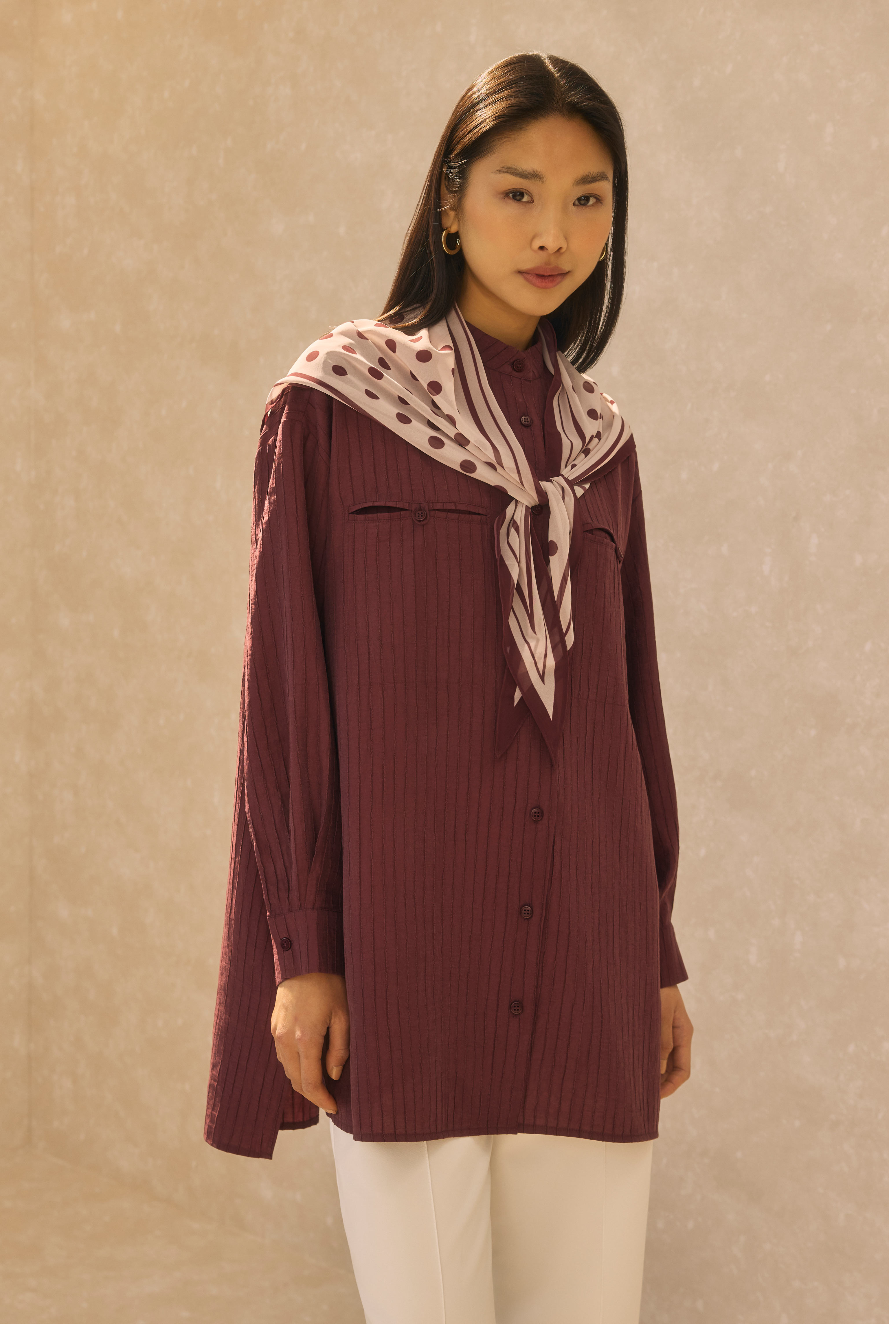 Welt Pocket Detail Shirt Bordeaux - 1