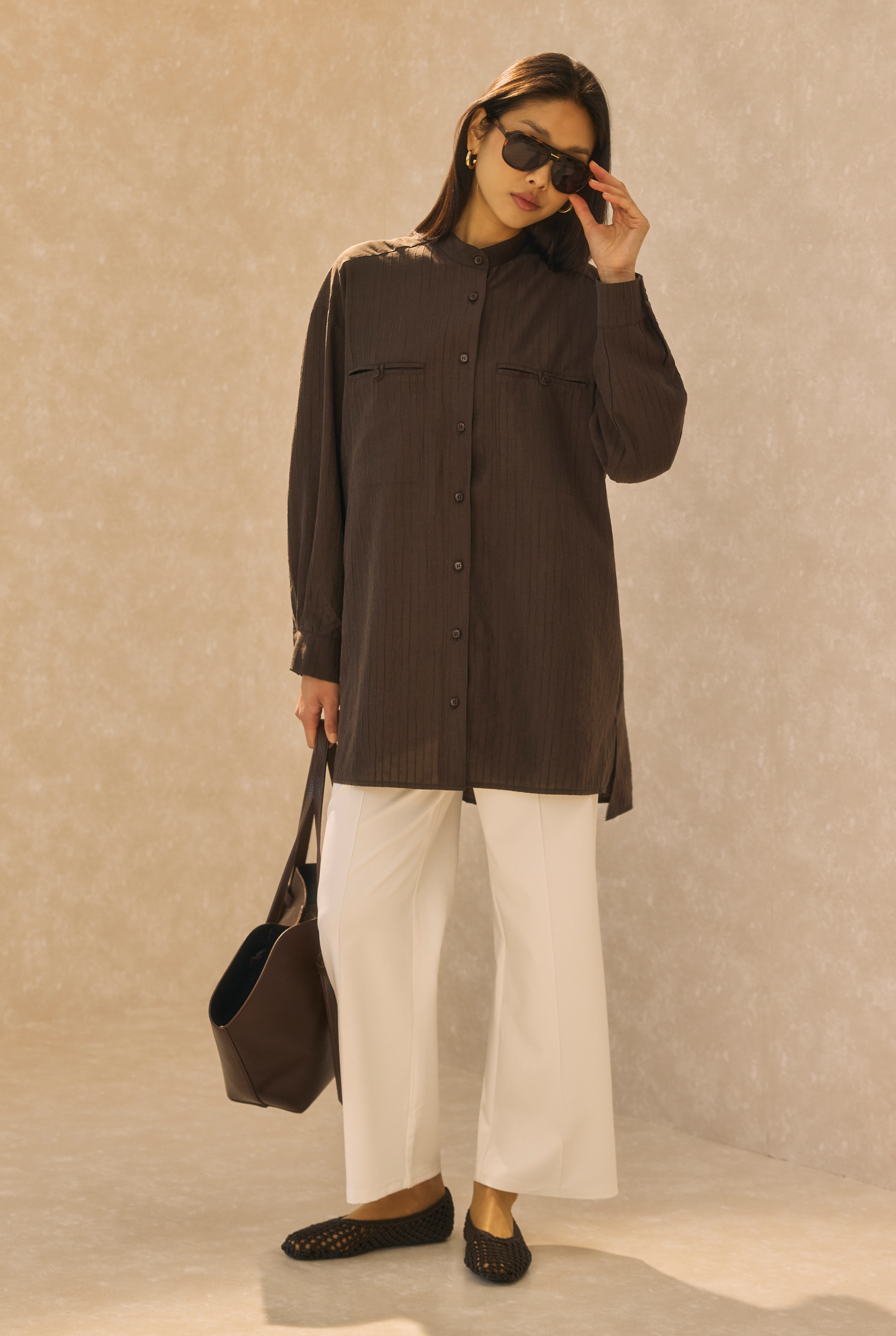 Welt Pocket Detail Shirt Dark Brown - HE-QA