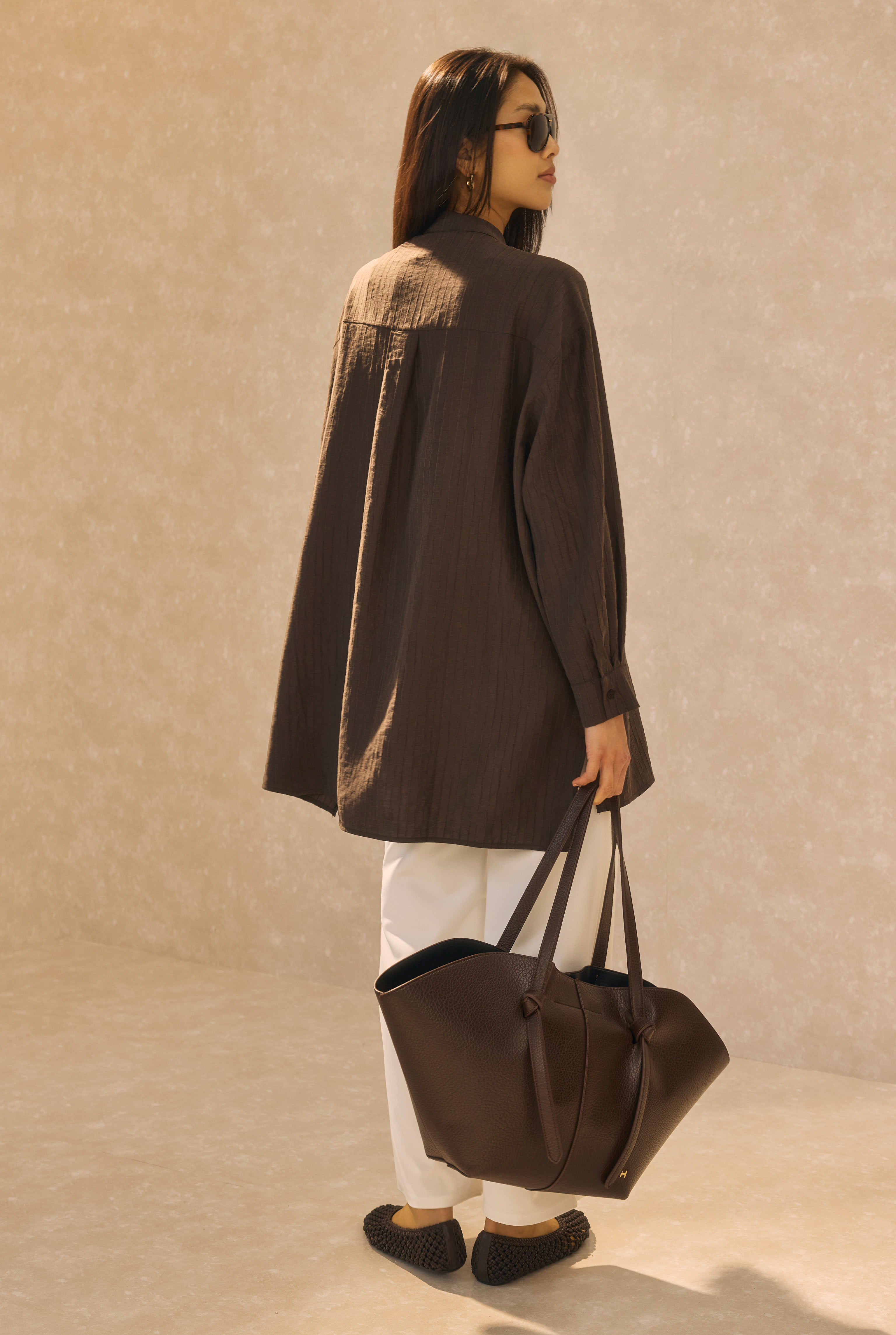 Welt Pocket Detail Shirt Dark Brown - 3