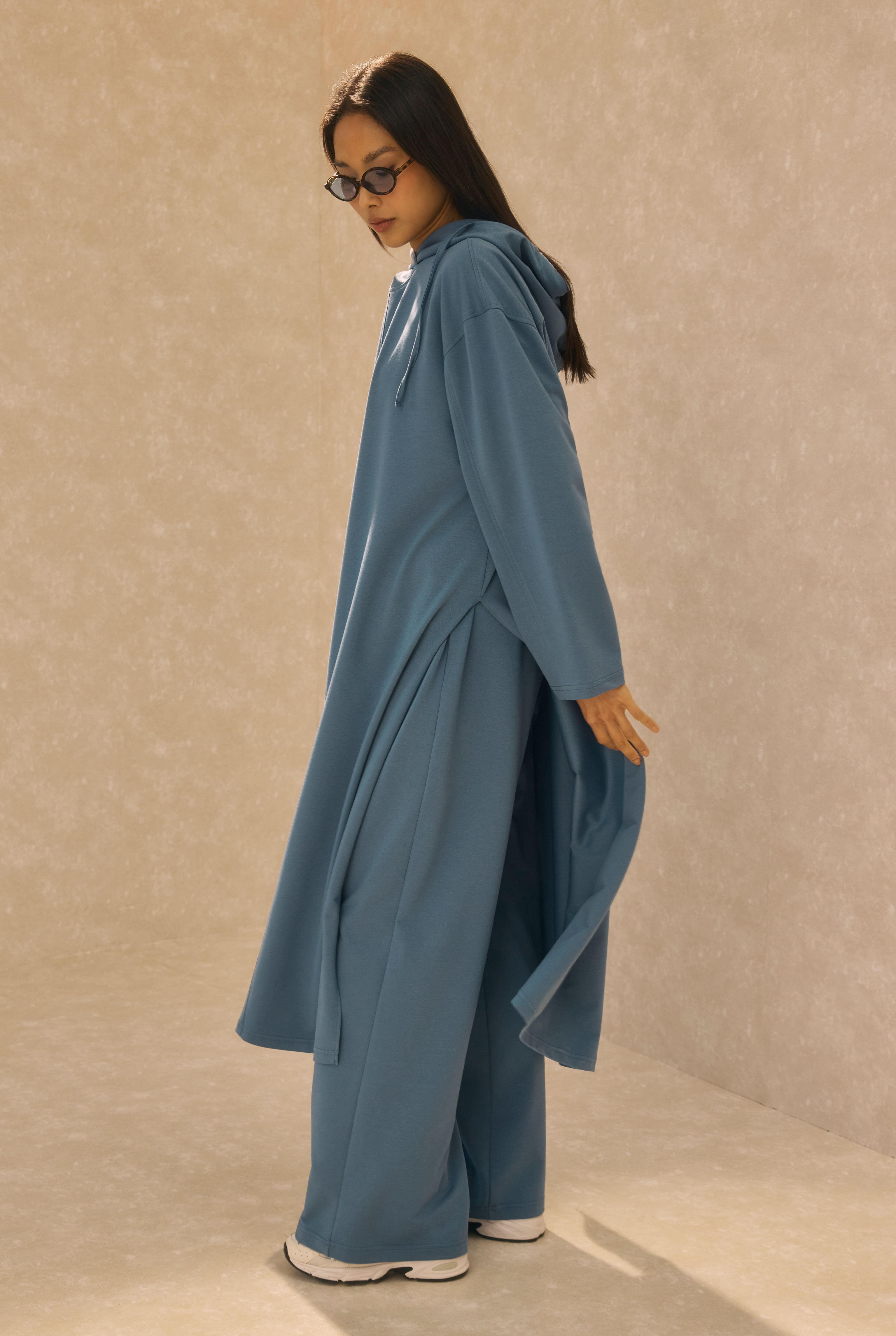 Wide Leg Sweatpants Denim Blue - 4