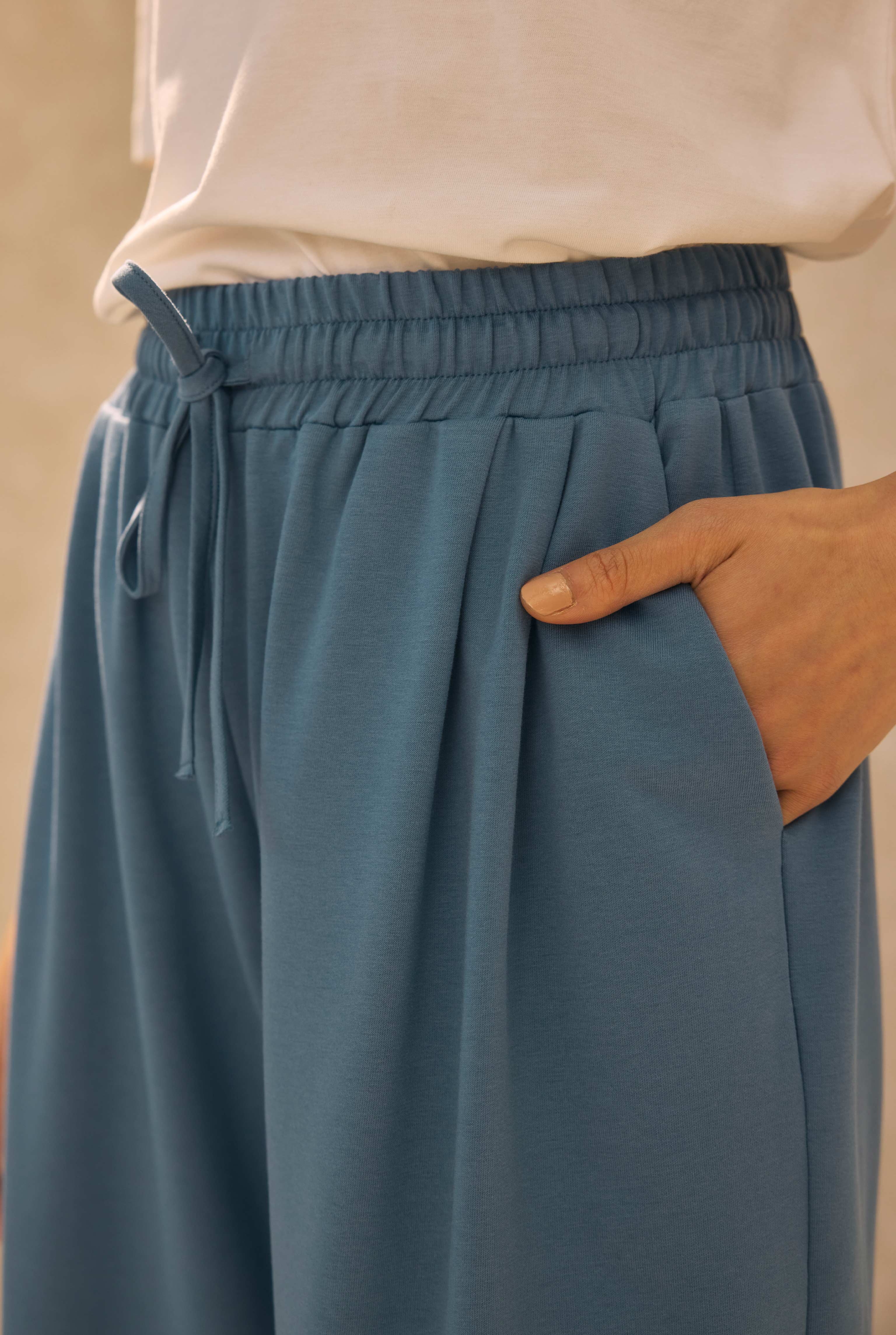 Wide Leg Sweatpants Denim Blue - 2