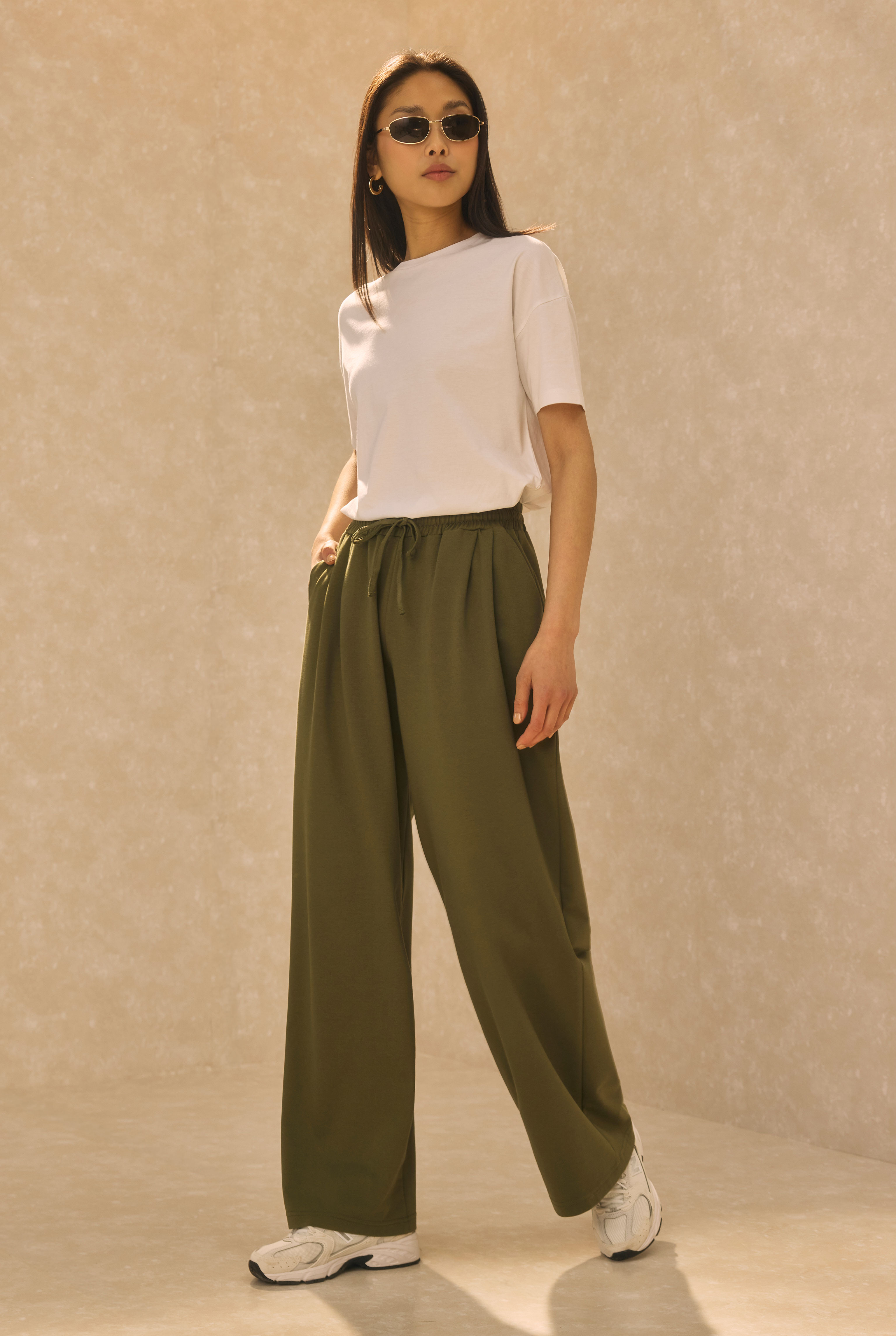 Wide Leg Sweatpants Khaki - 2