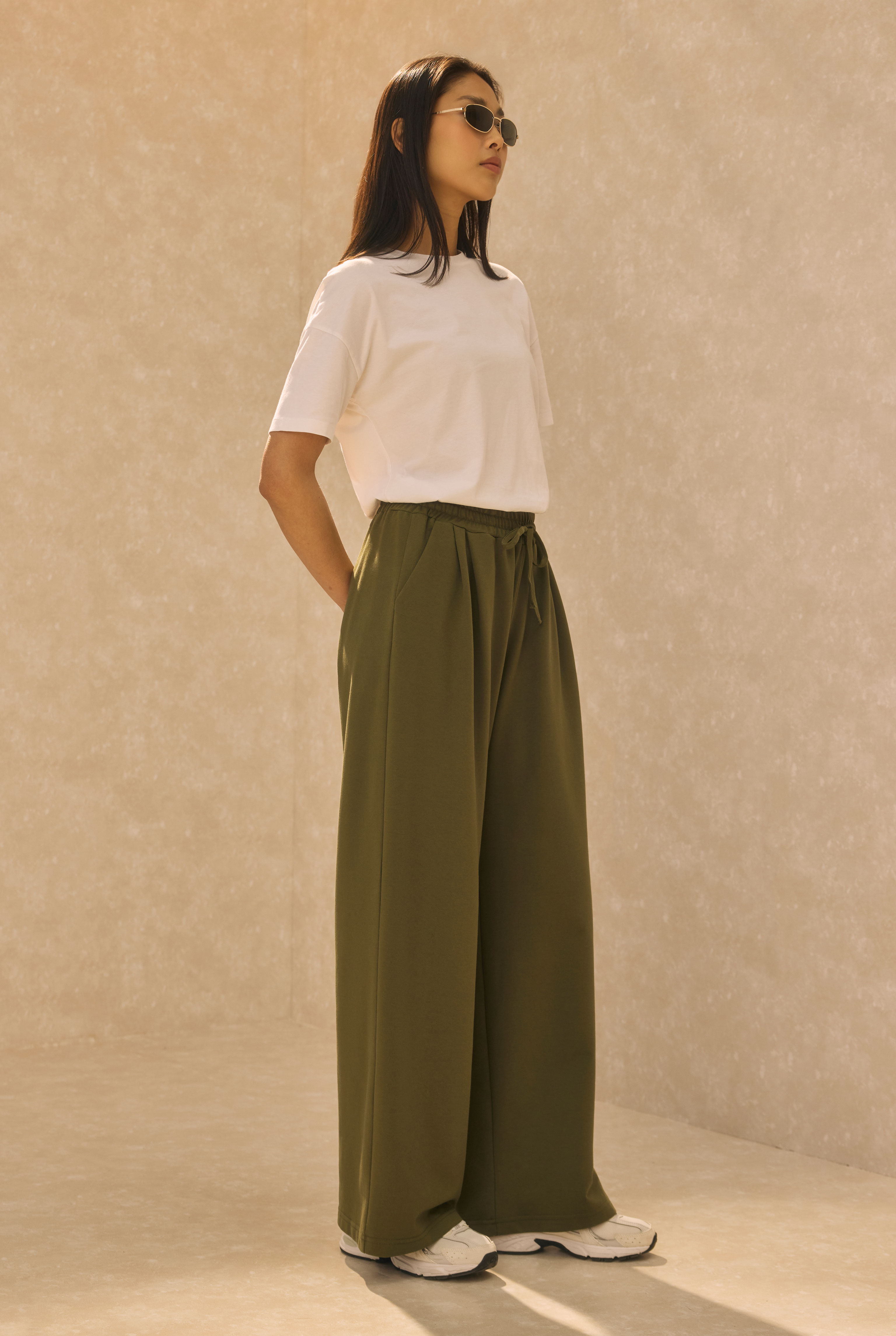 Wide Leg Sweatpants Khaki - 3