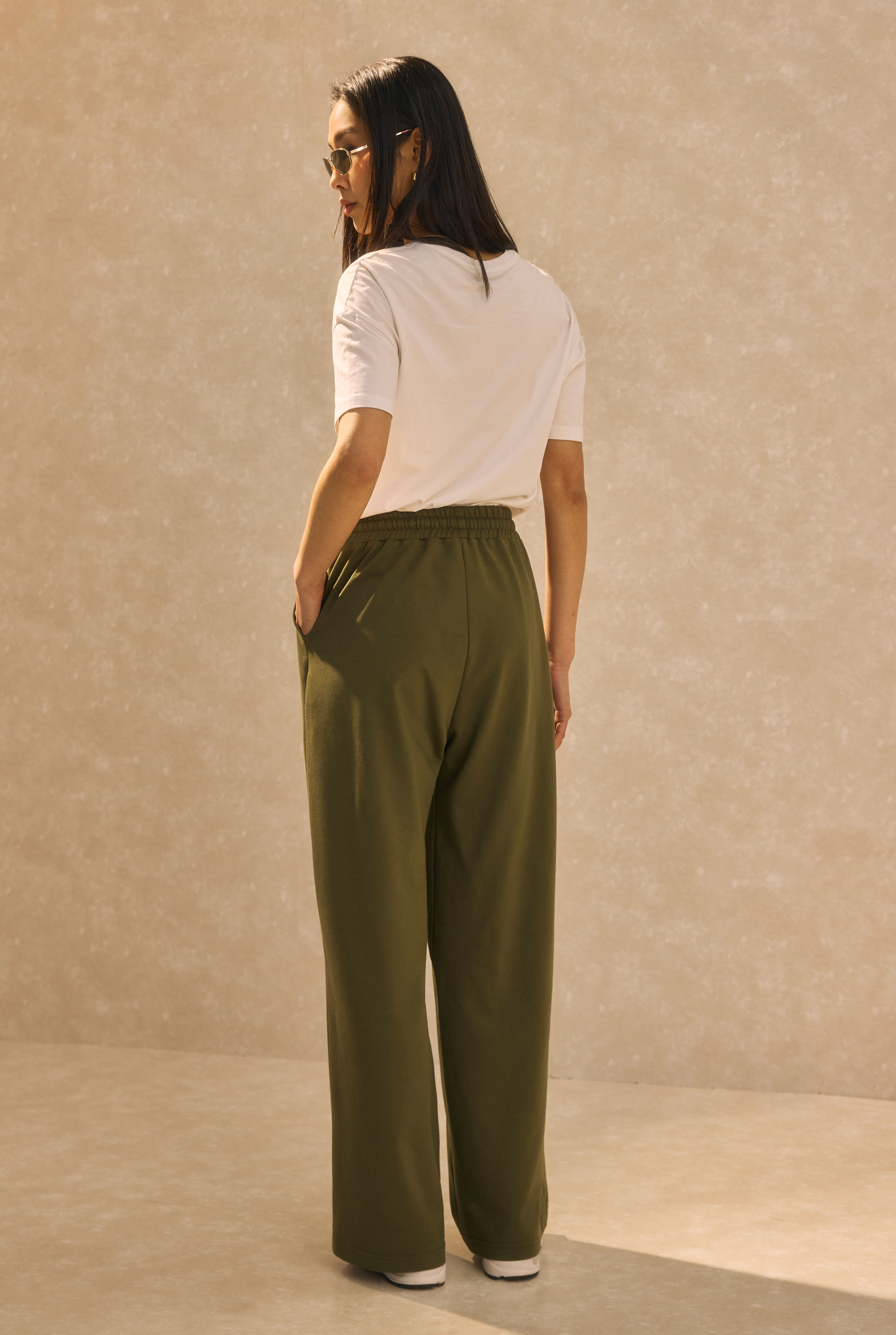 Wide Leg Sweatpants Khaki - 4