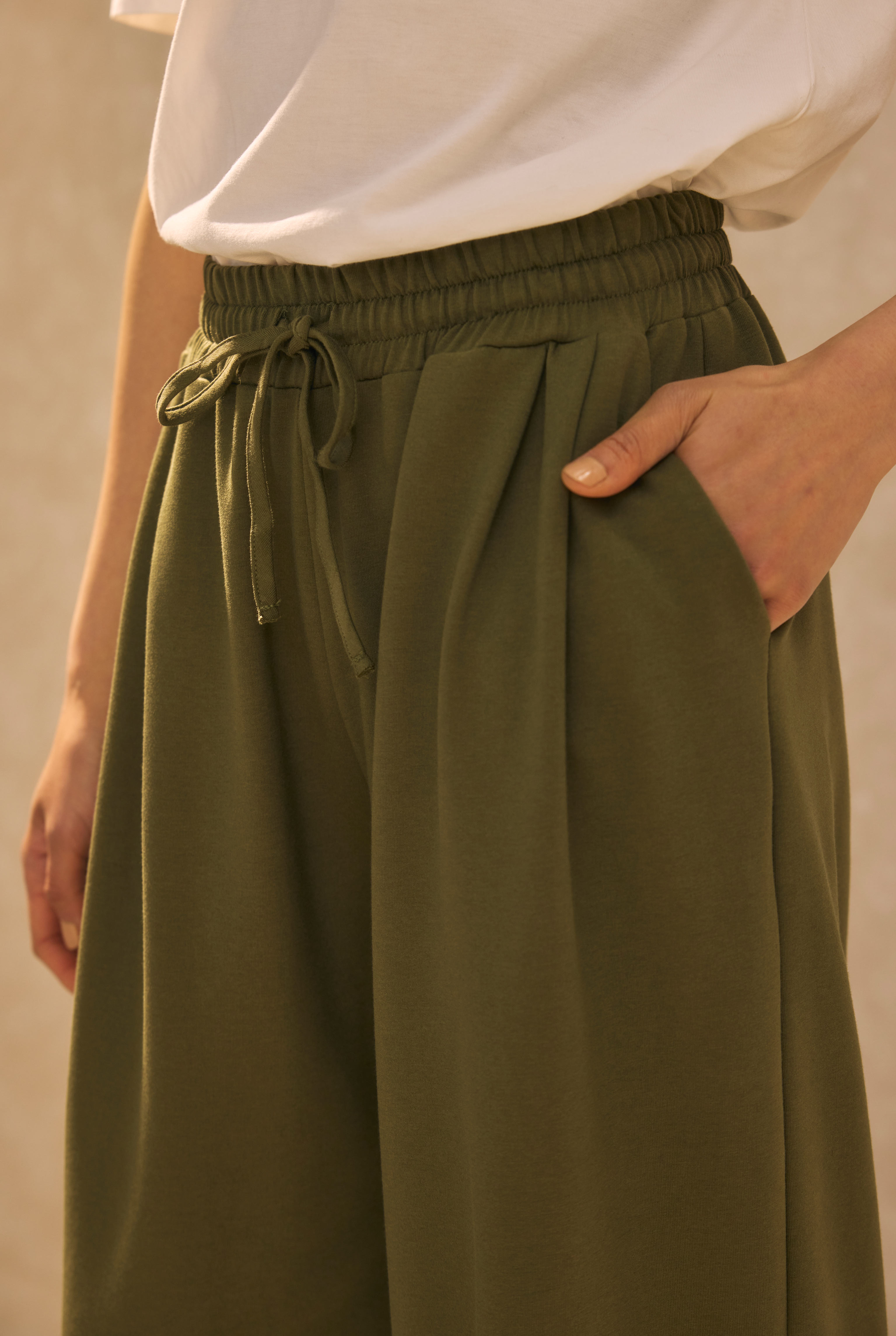 Wide Leg Sweatpants Khaki - 6