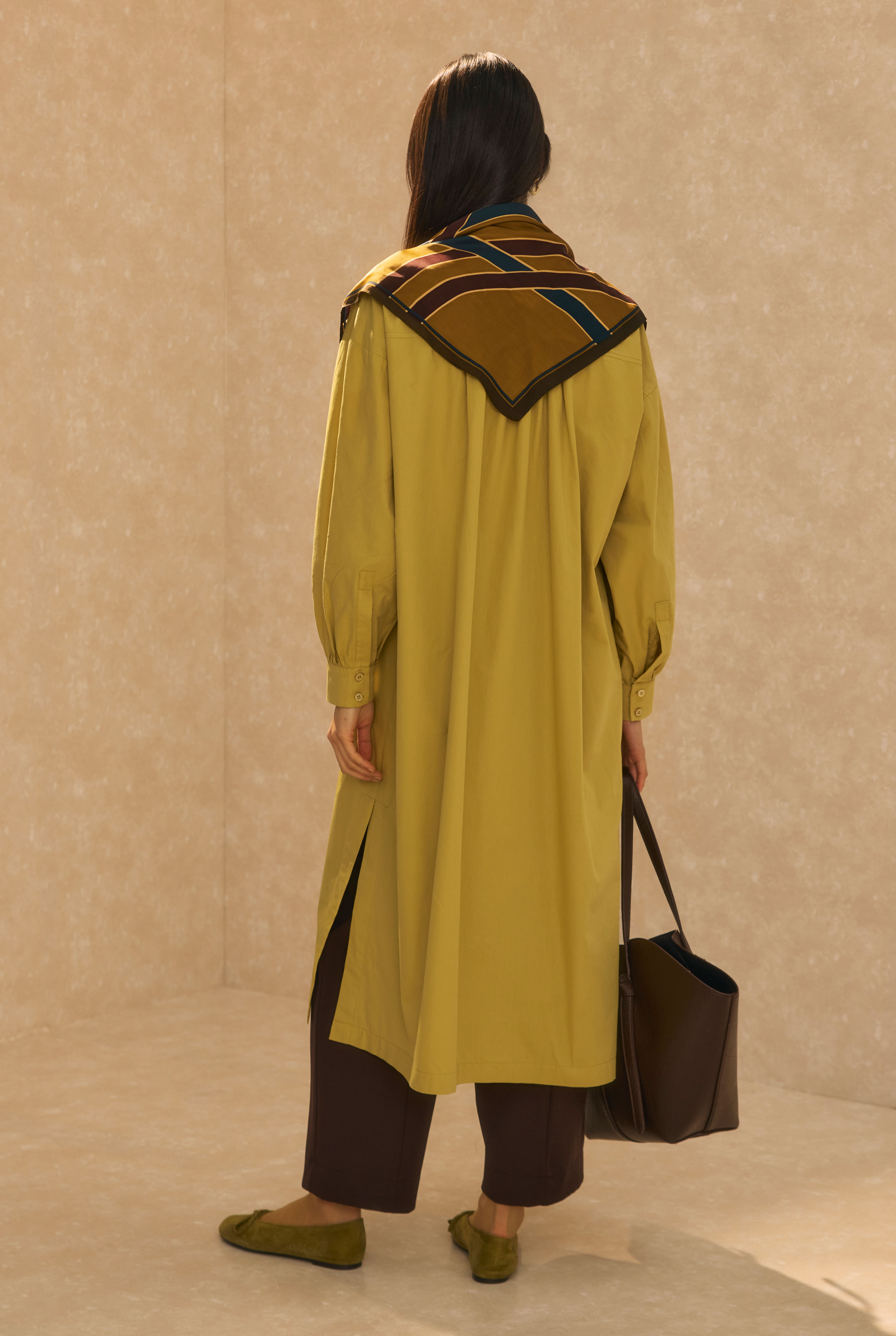 Mandarin Collar Long Tunic Saffron Yellow - 5