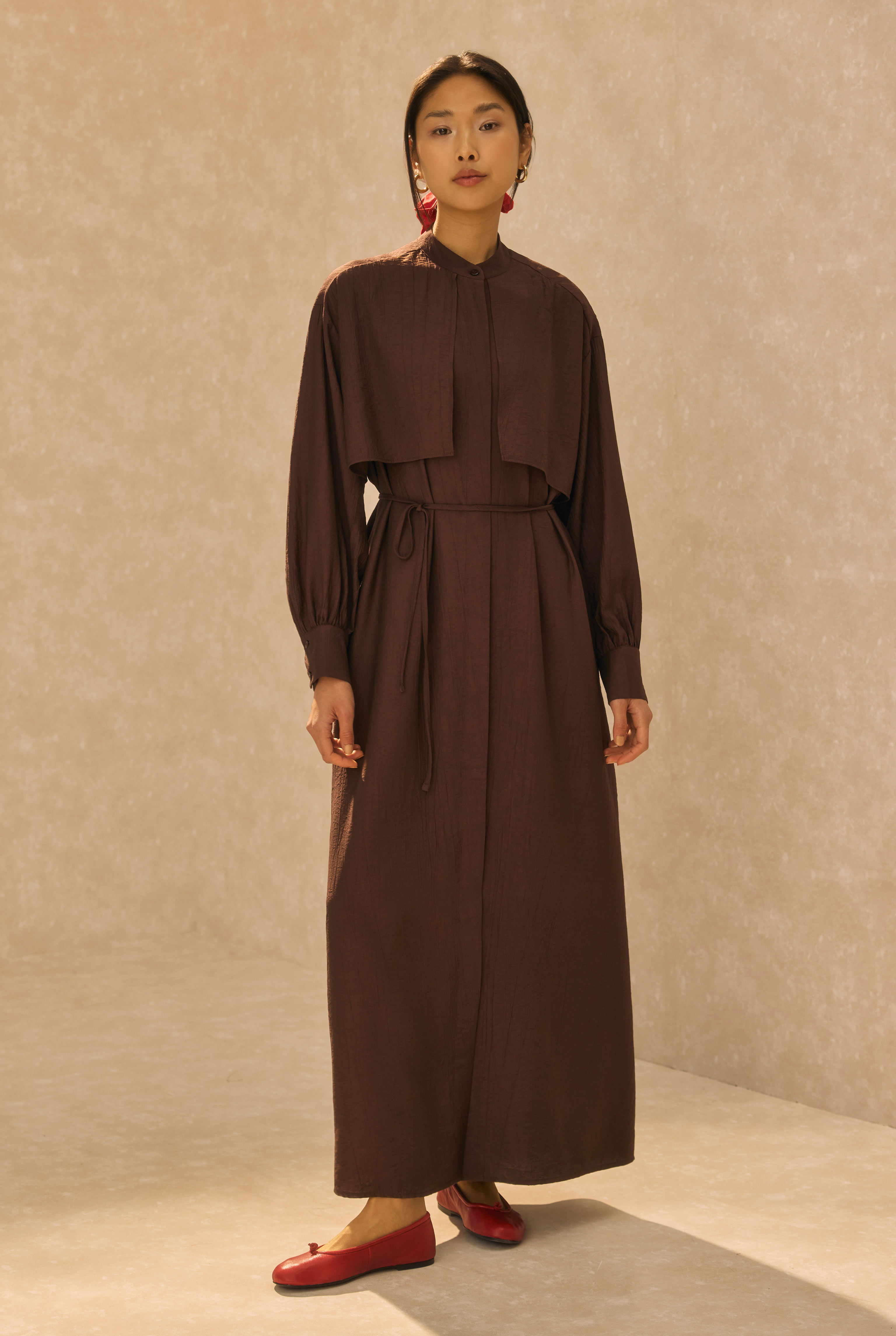Dress With Apron Dark Brown - 1