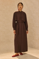 Dress With Apron Dark Brown 