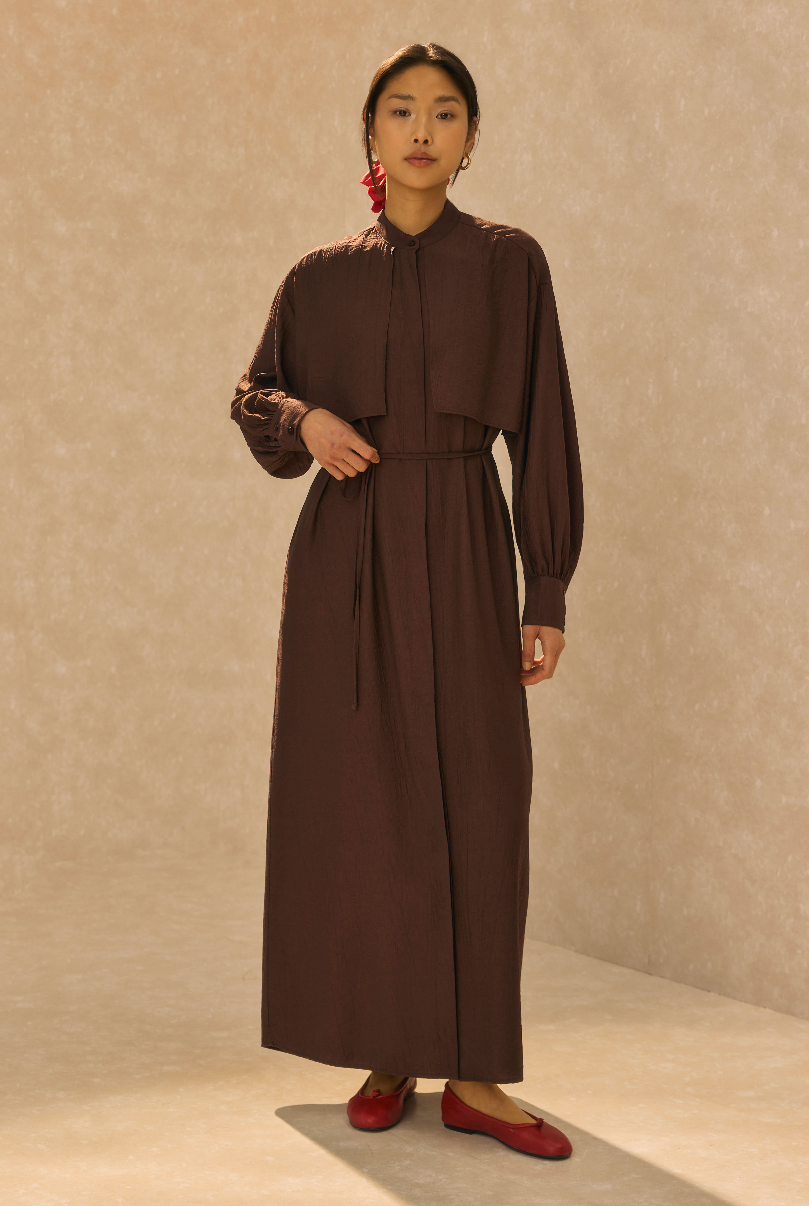 Dress With Apron Dark Brown - 2