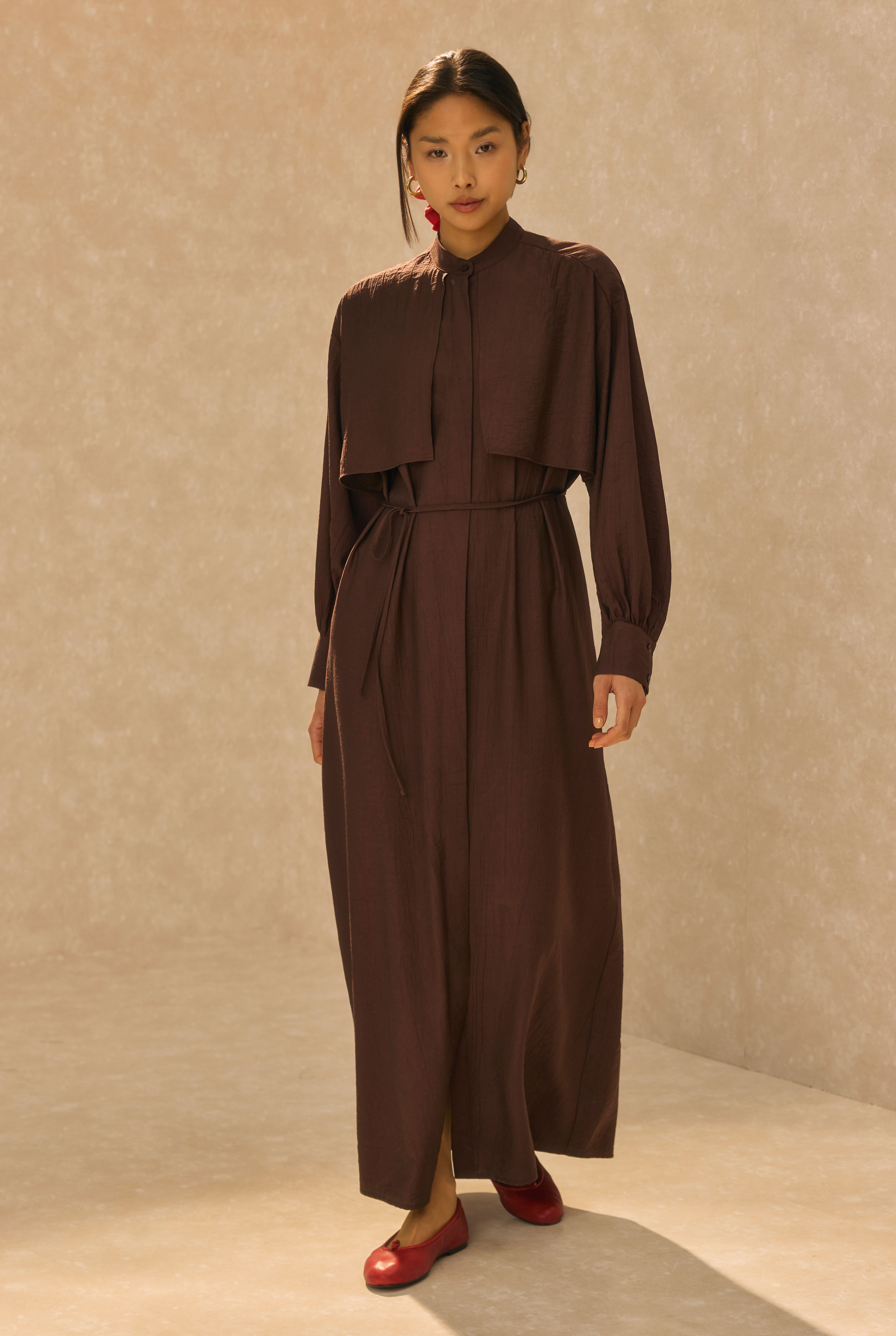 Dress With Apron Dark Brown - 3
