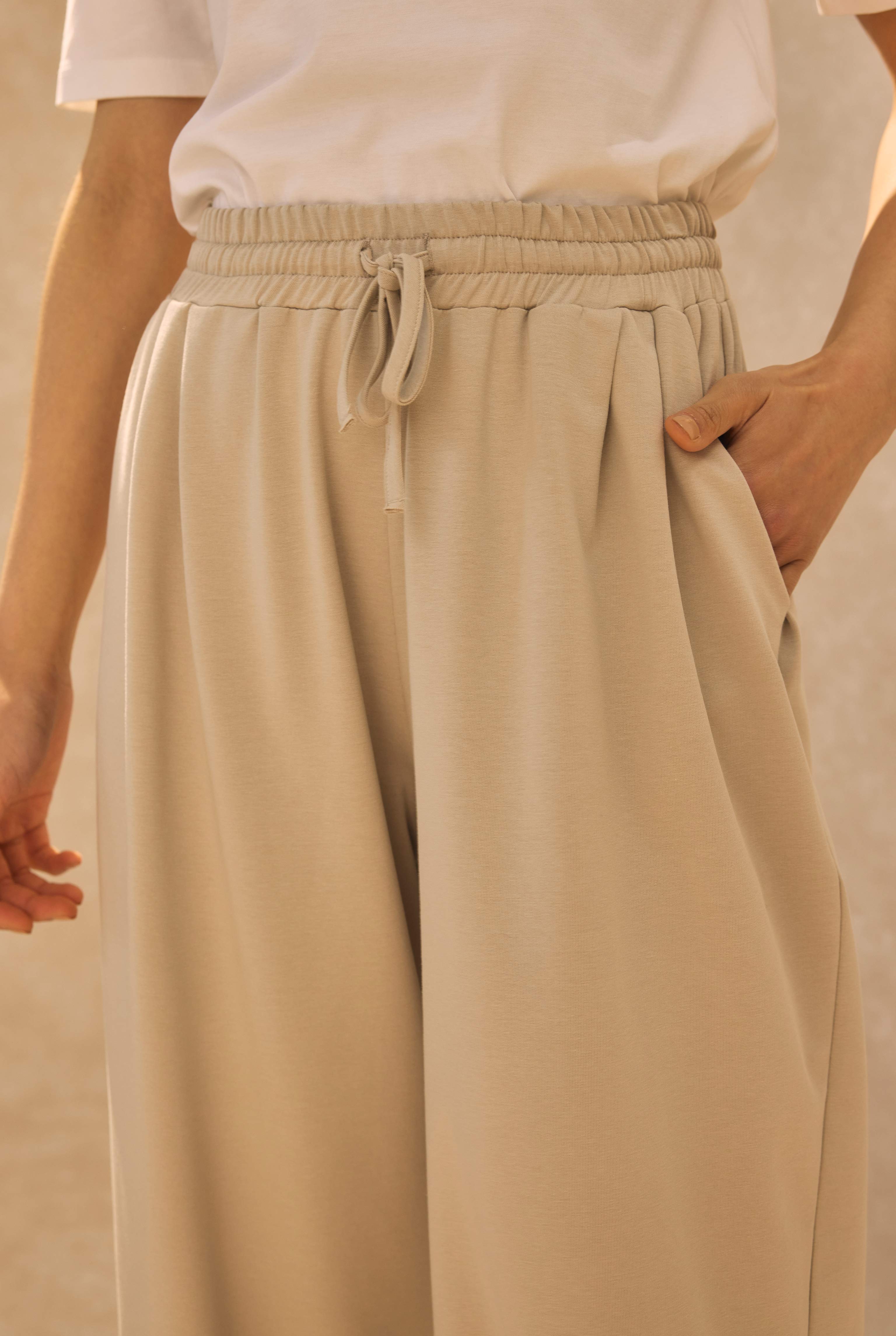 Wide Leg Sweatpants Oyster - 2