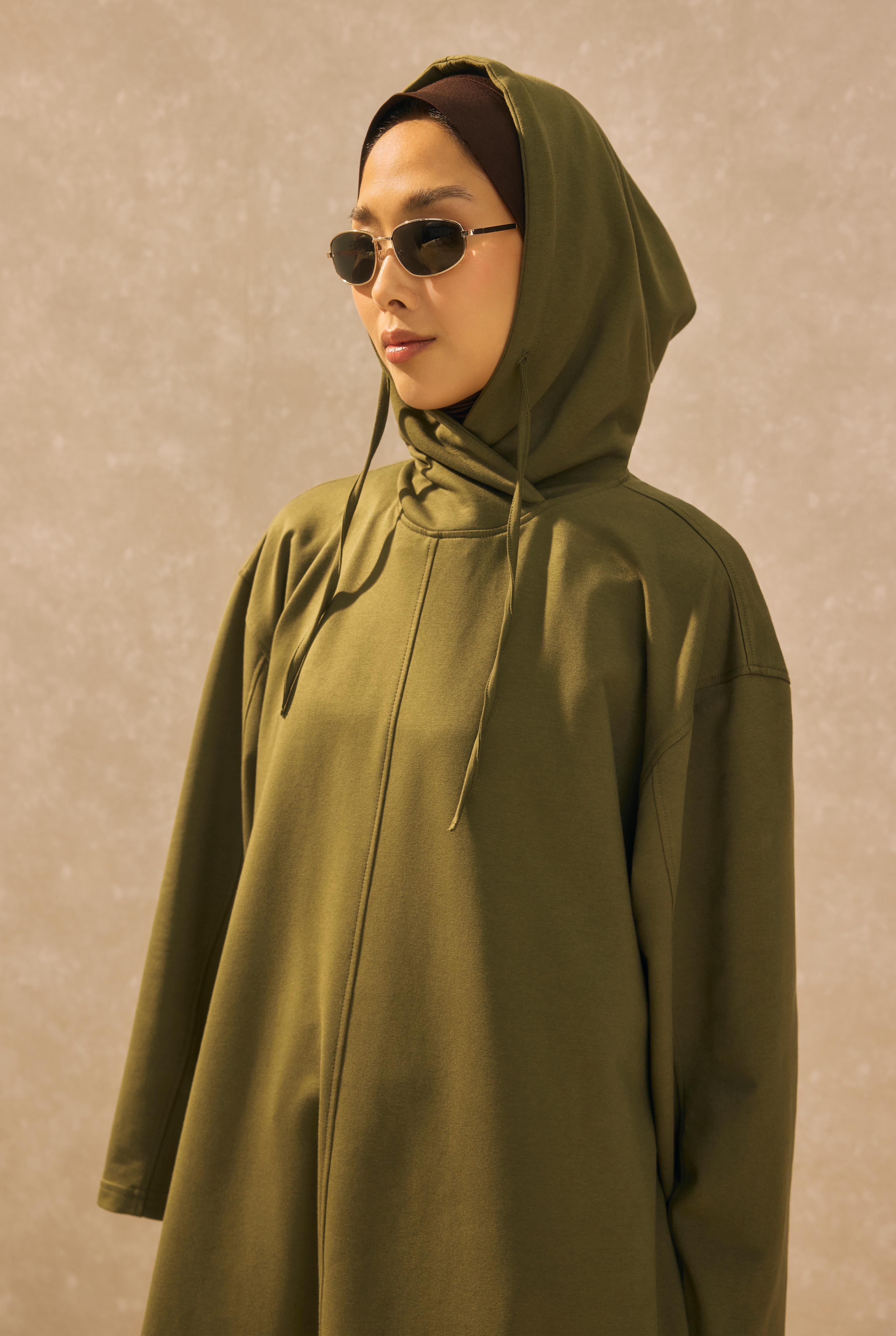 Long Hooded Sweatshirt Khaki - 4