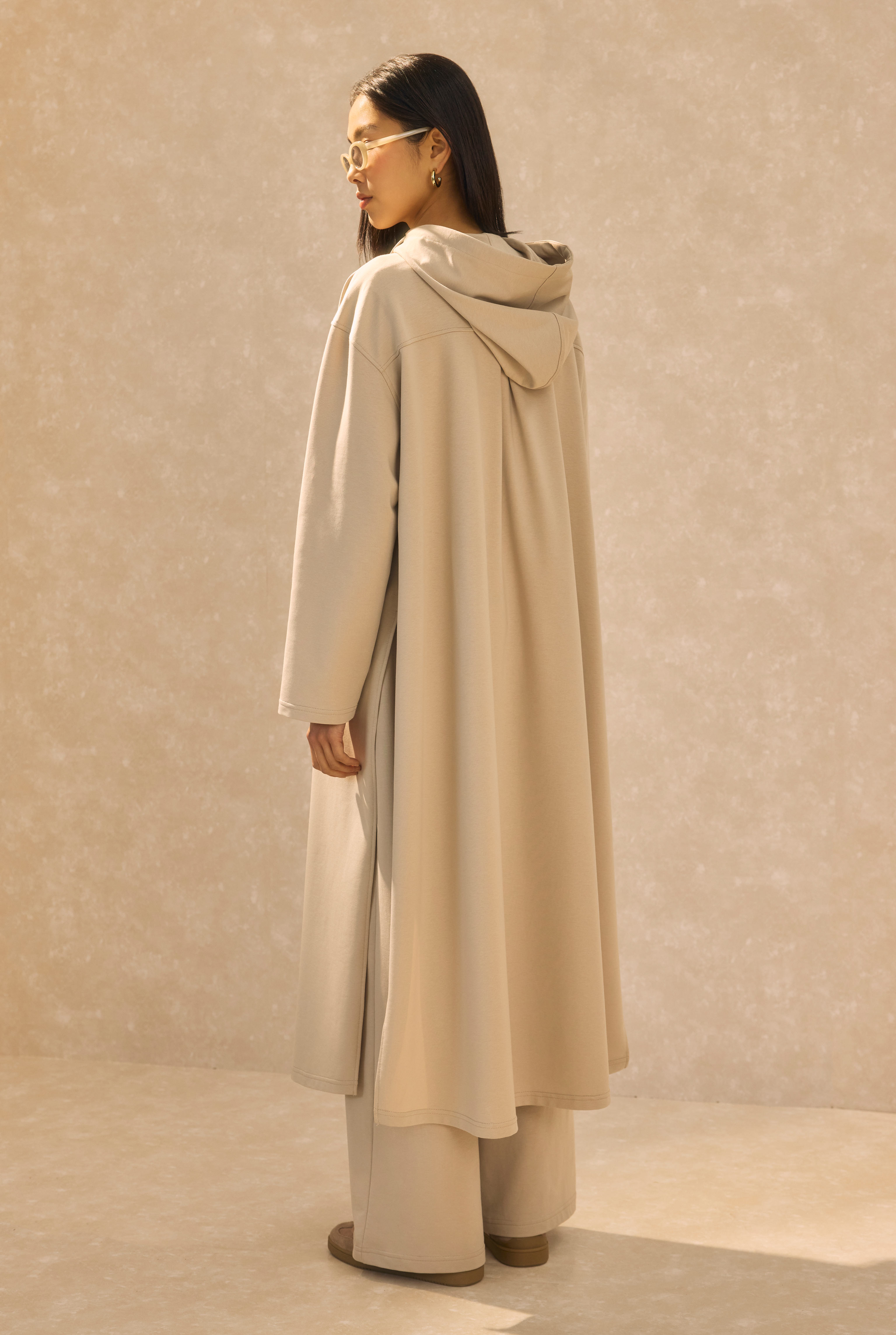 Long Hooded Sweatshirt Oyster - 6