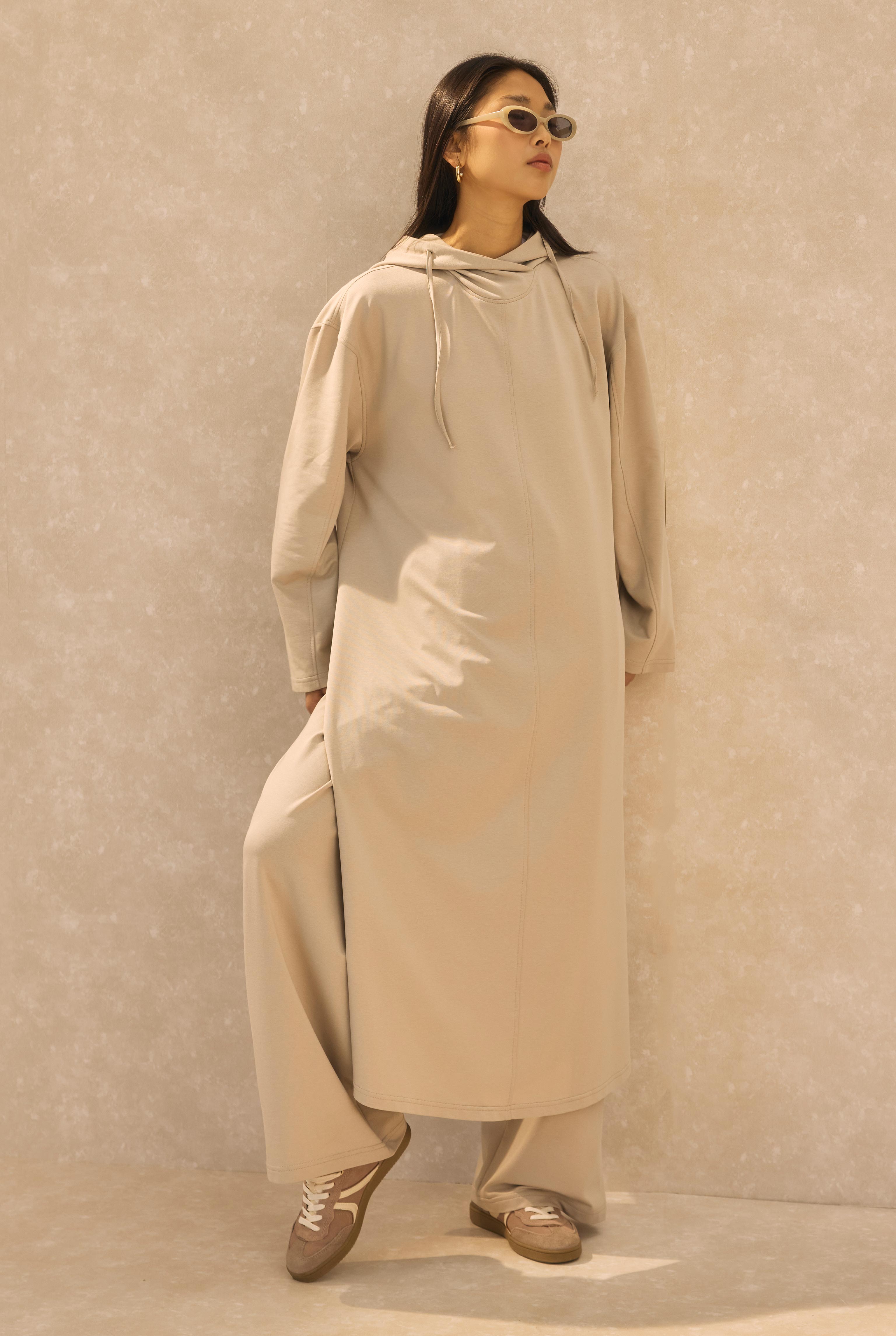 Long Hooded Sweatshirt Oyster - 2