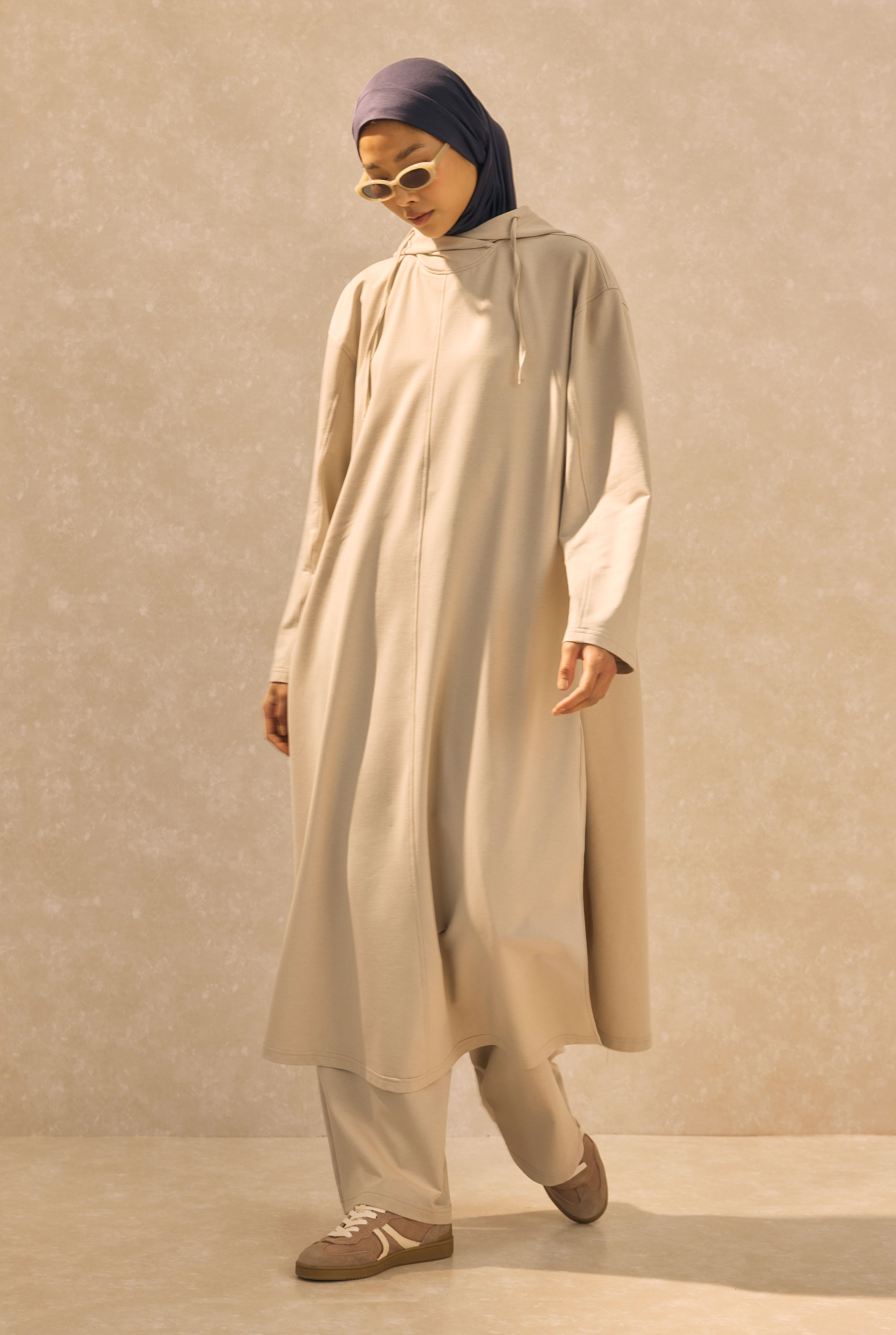 Long Hooded Sweatshirt Oyster - 7