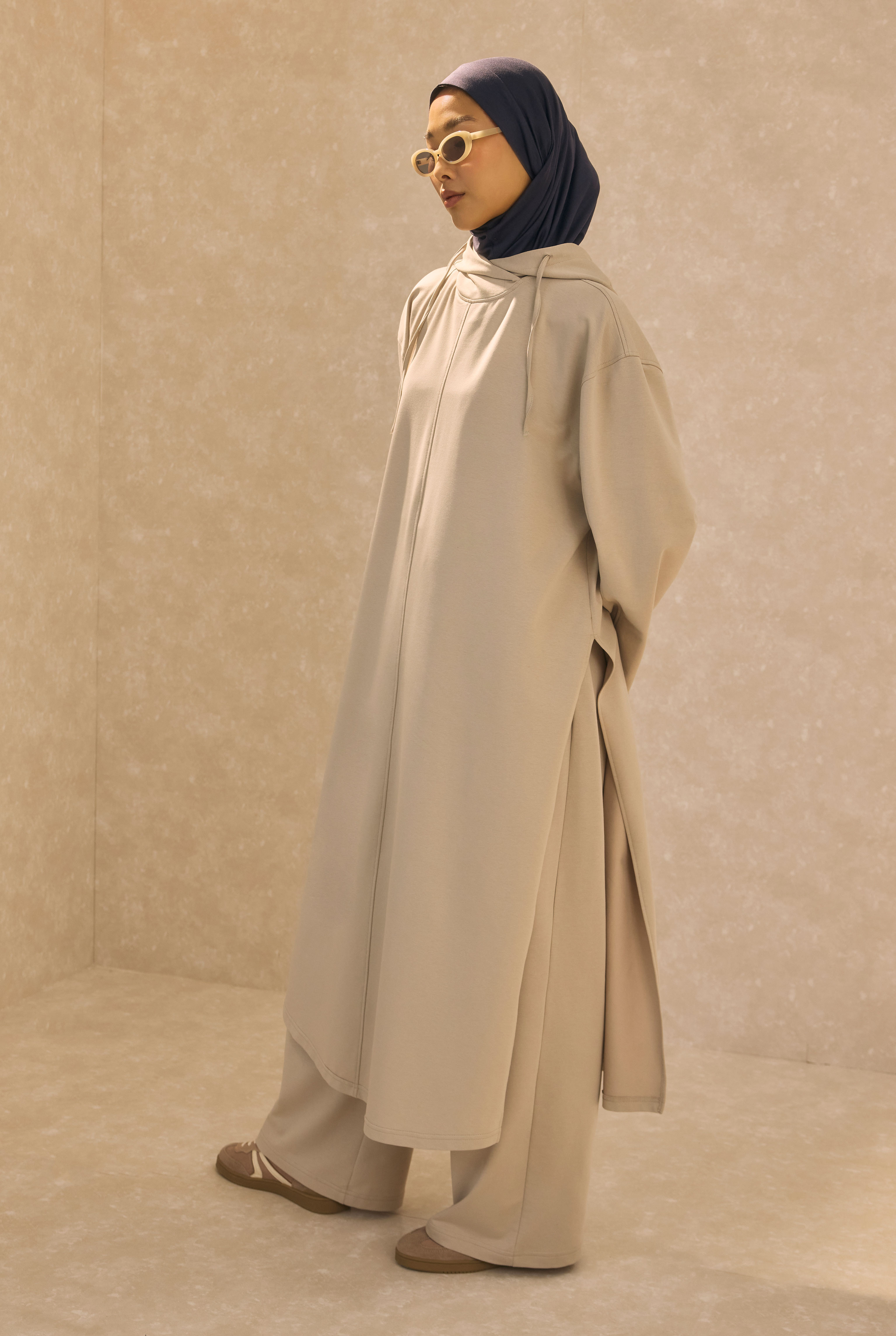 Long Hooded Sweatshirt Oyster - 8