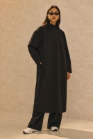 Long Hooded Sweatshirt Black 