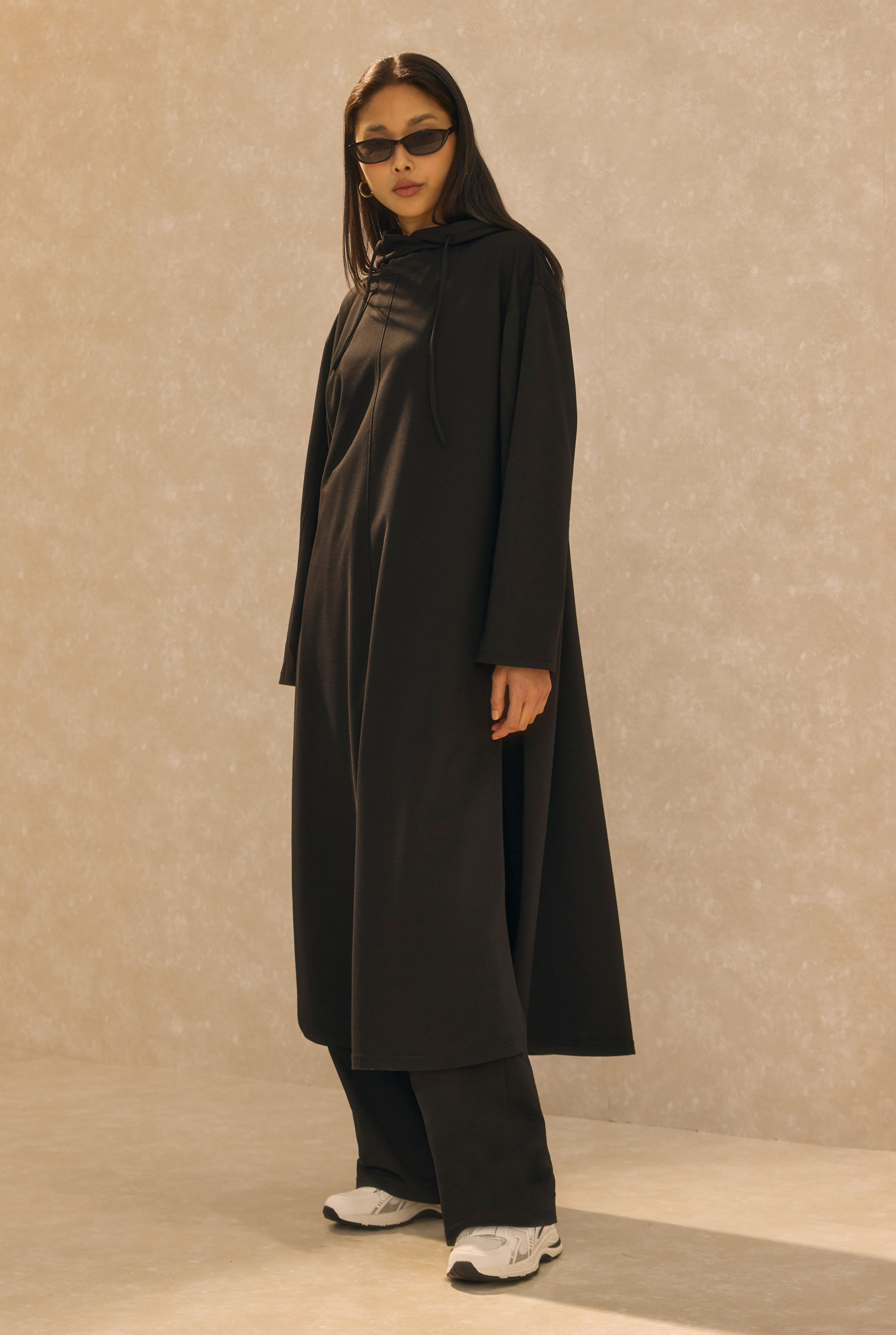 Long Hooded Sweatshirt Black - 2