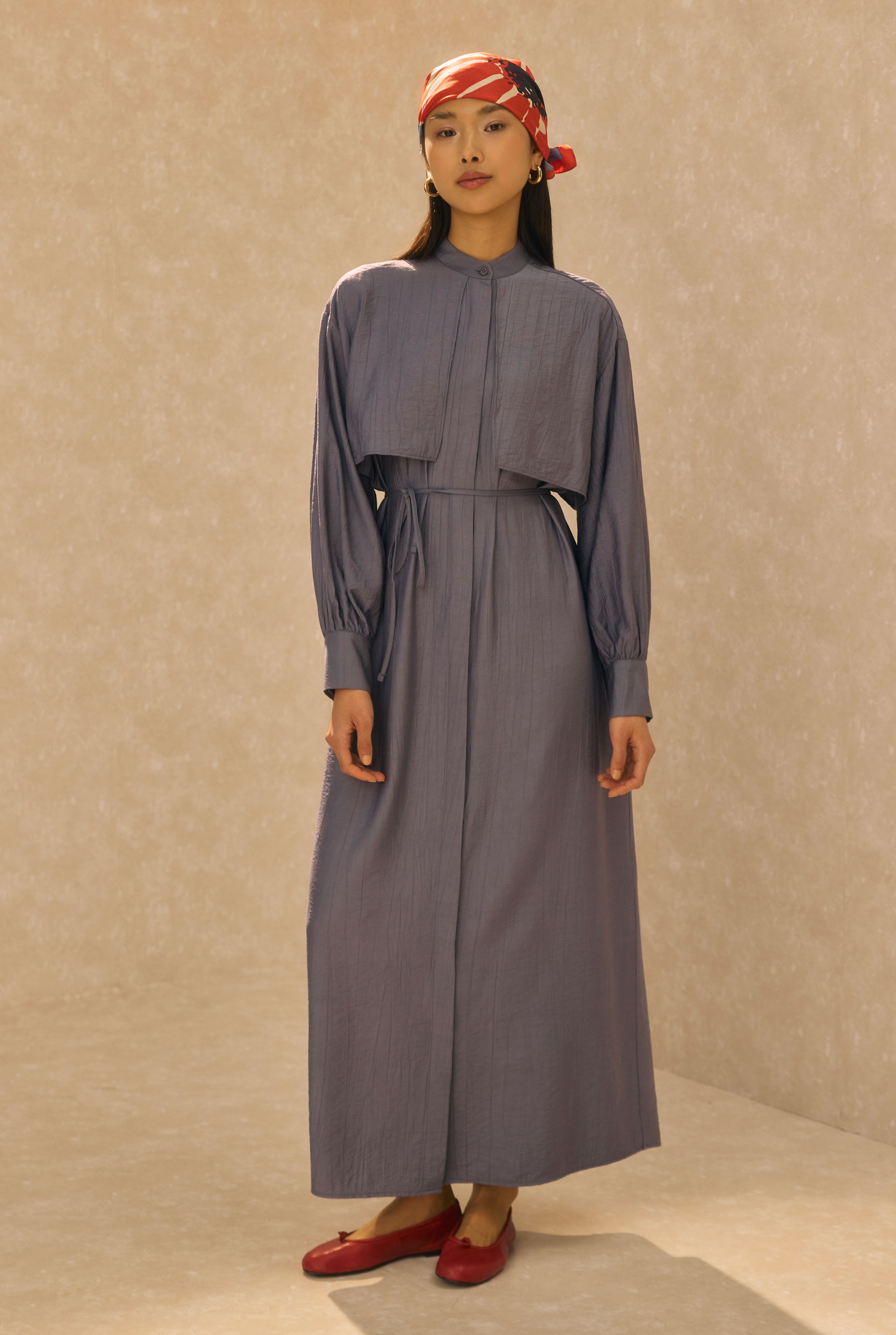 Dress With Apron Dark Lavender Blue - 2