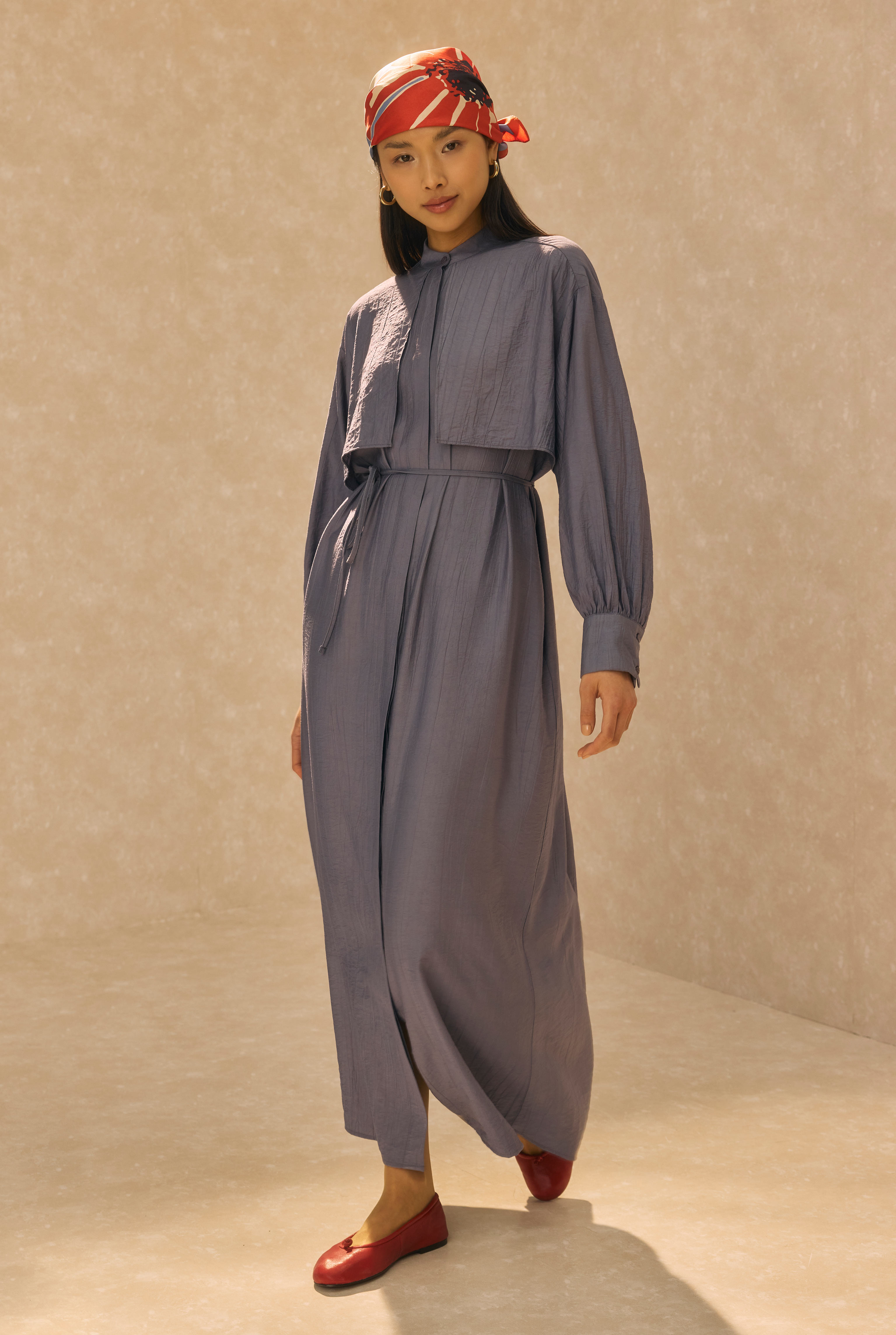 Dress With Apron Dark Lavender Blue - 3