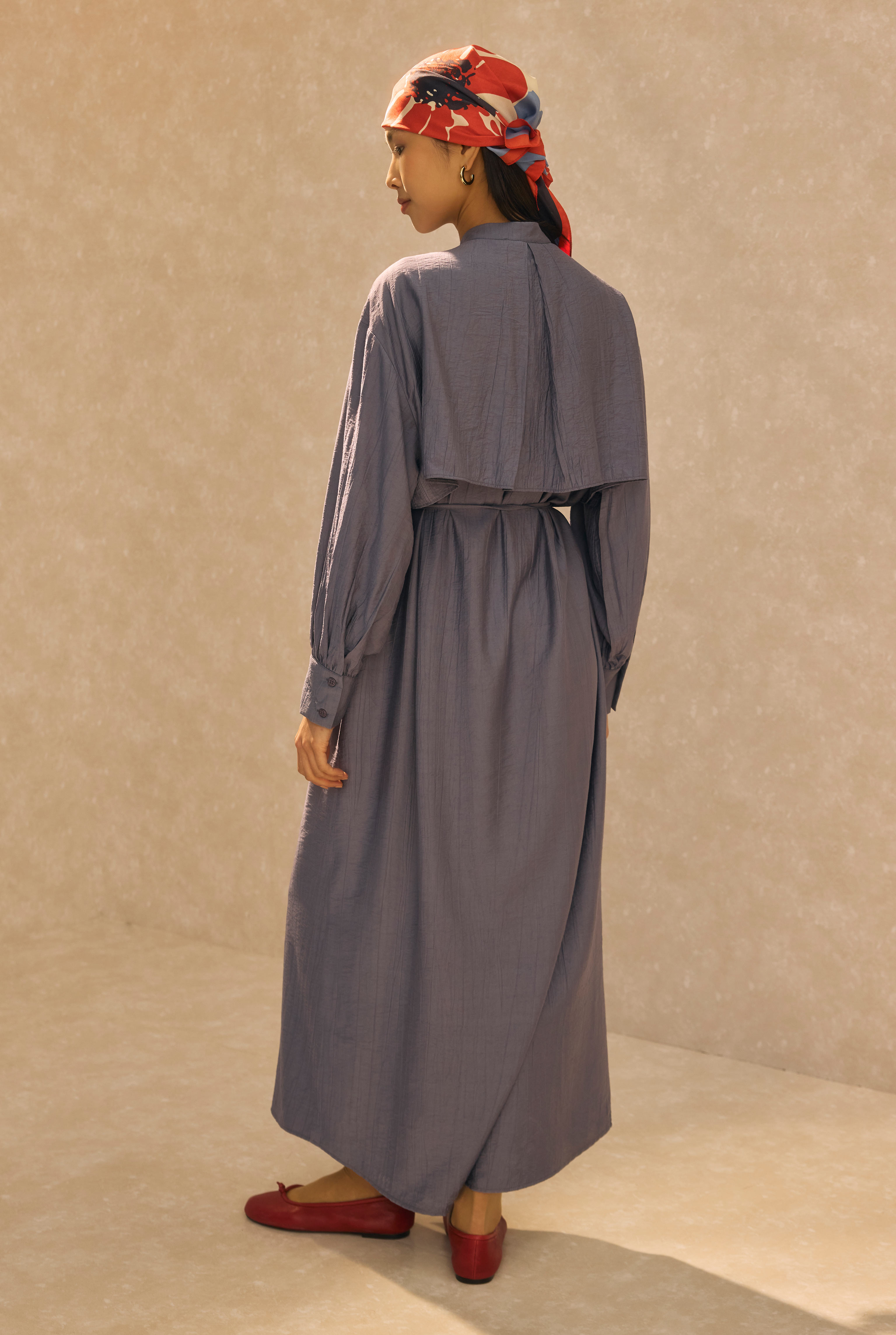 Dress With Apron Dark Lavender Blue - 4