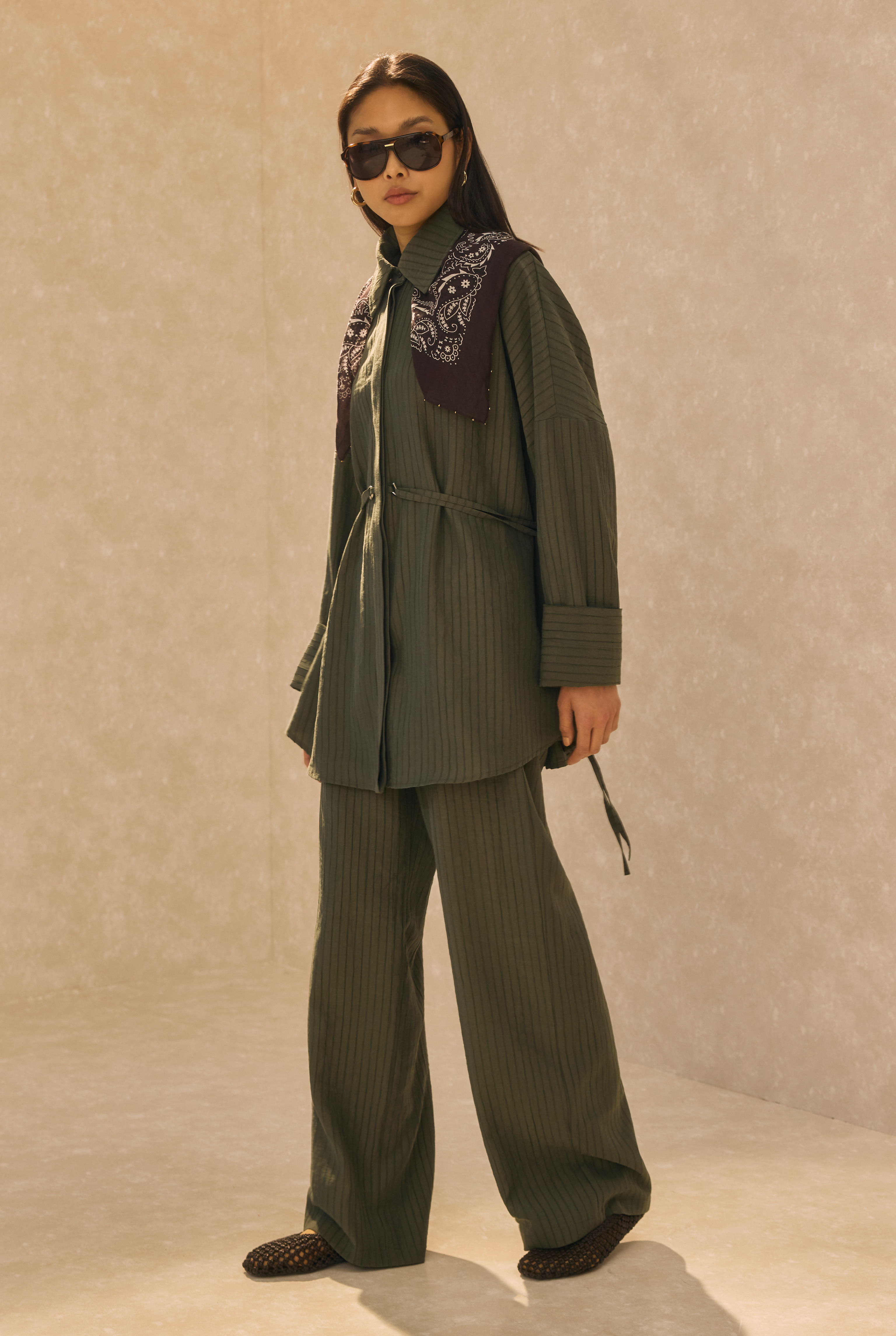Striped Effect Modal Set Forest Green - 3