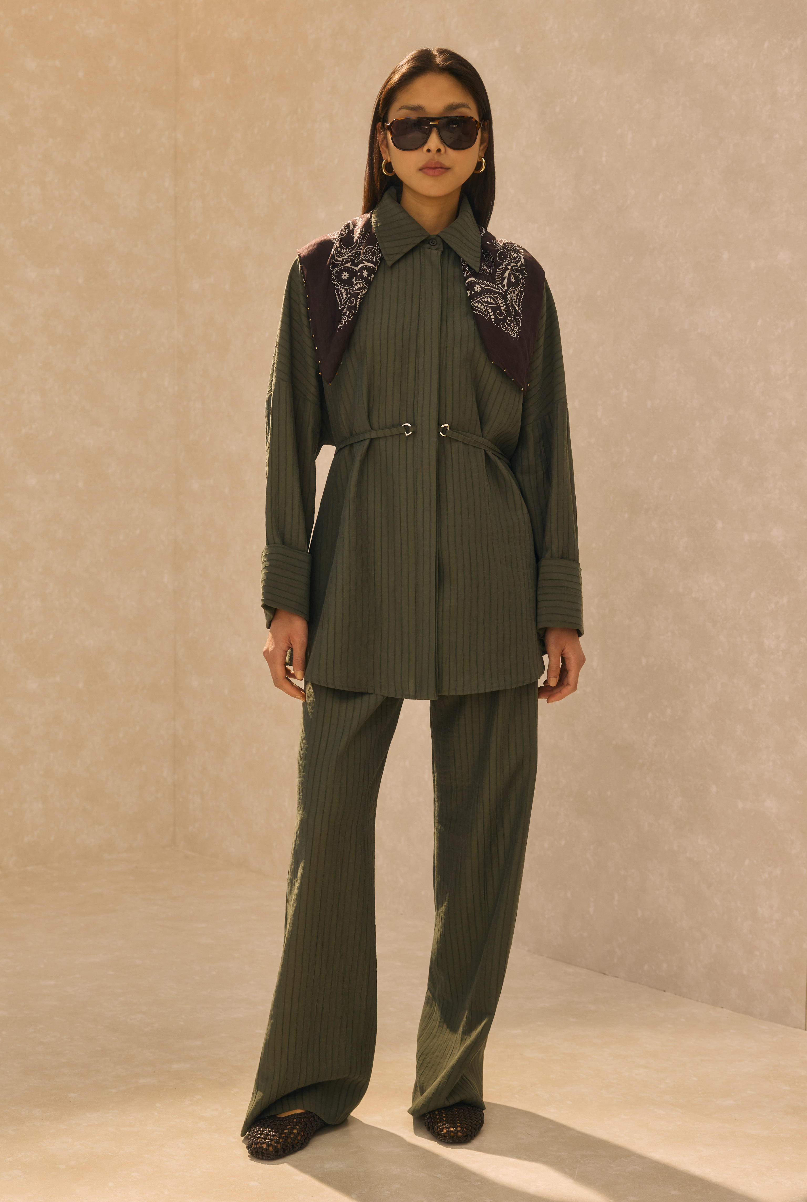 Striped Effect Modal Set Forest Green - 1