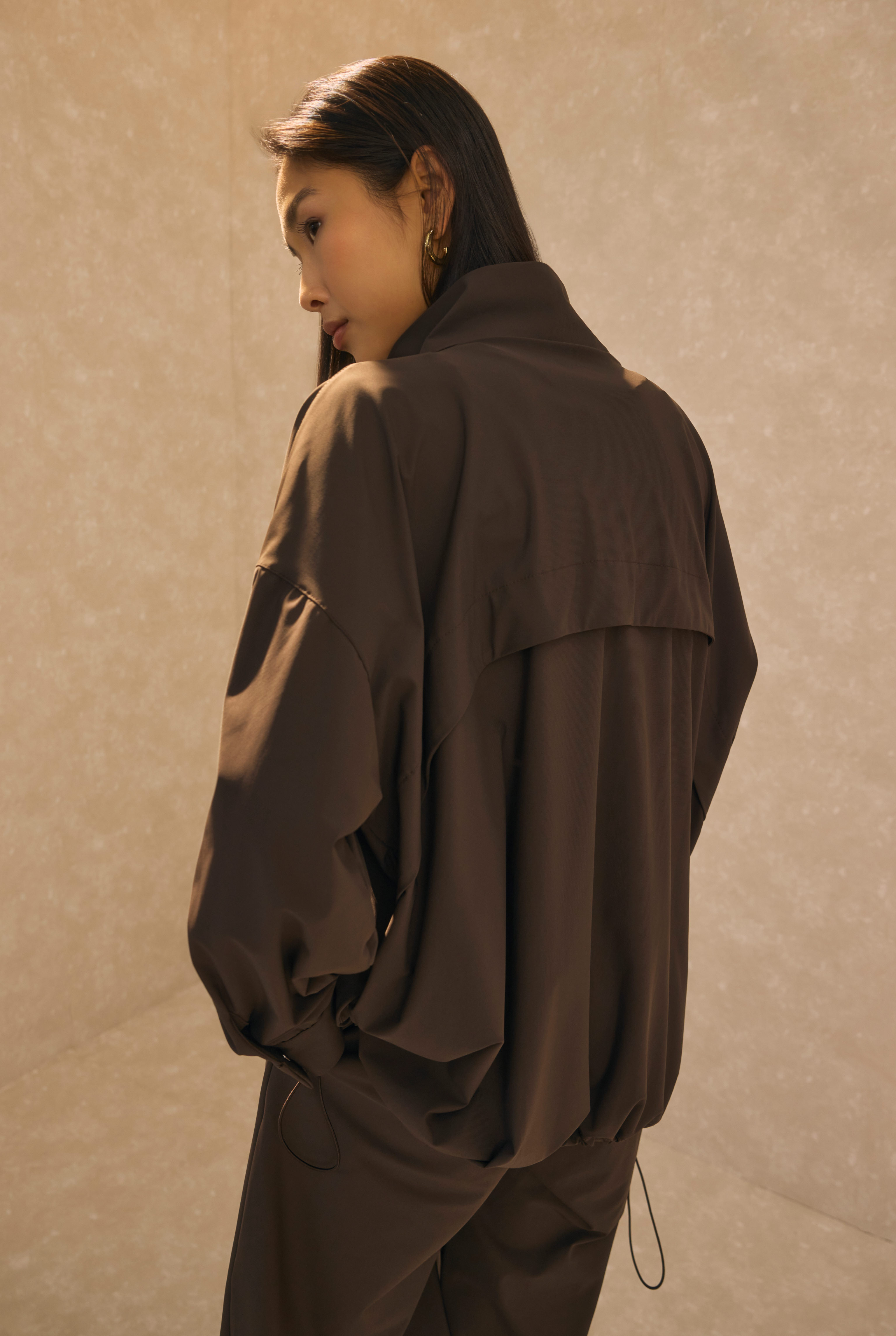 High Neck Tracksuit Sand Dark Brown - 3