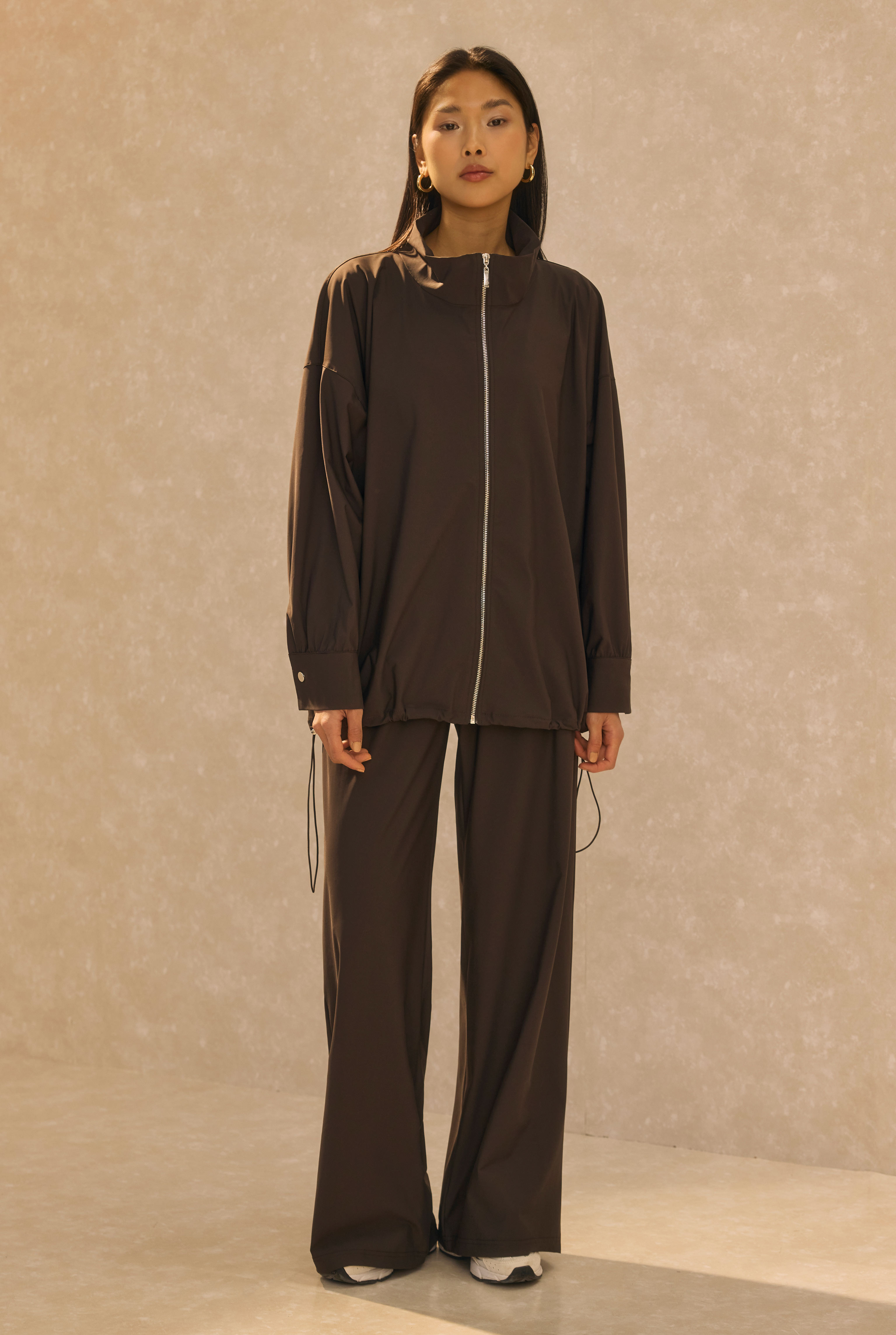 High Neck Tracksuit Sand Dark Brown - 1