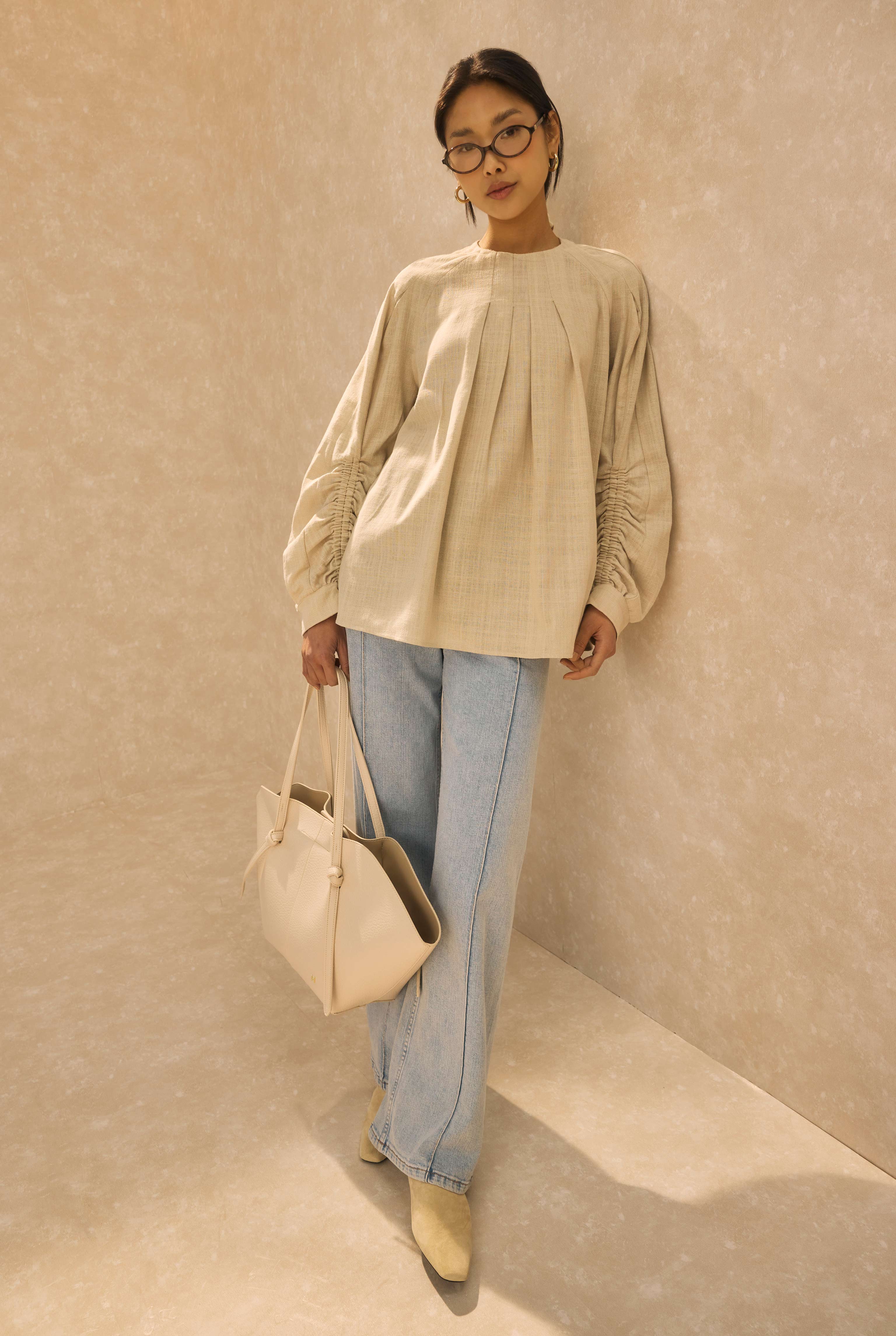 Pintuck Denim Trousers Ice Blue - 9