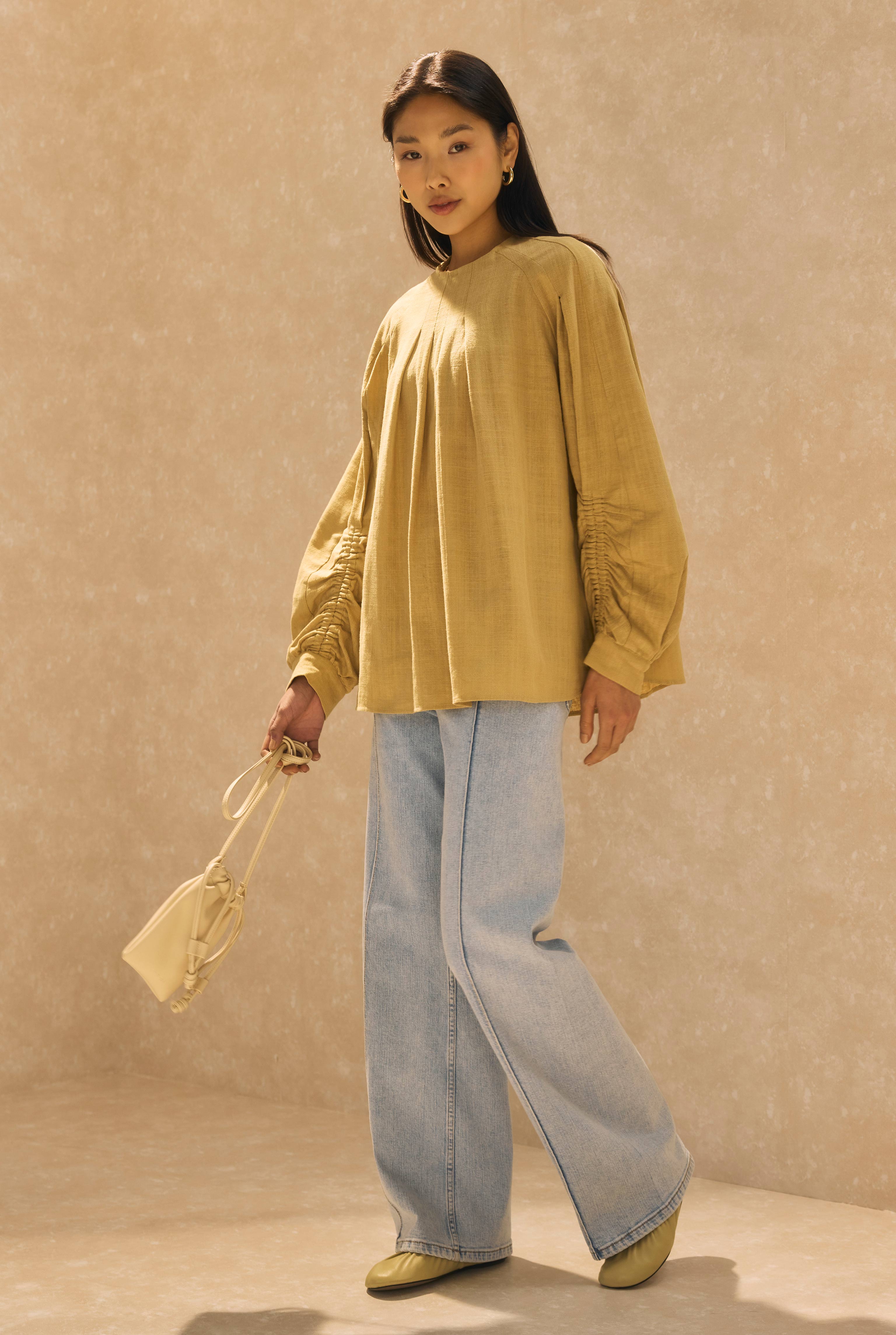 Pintuck Denim Trousers Ice Blue - 4