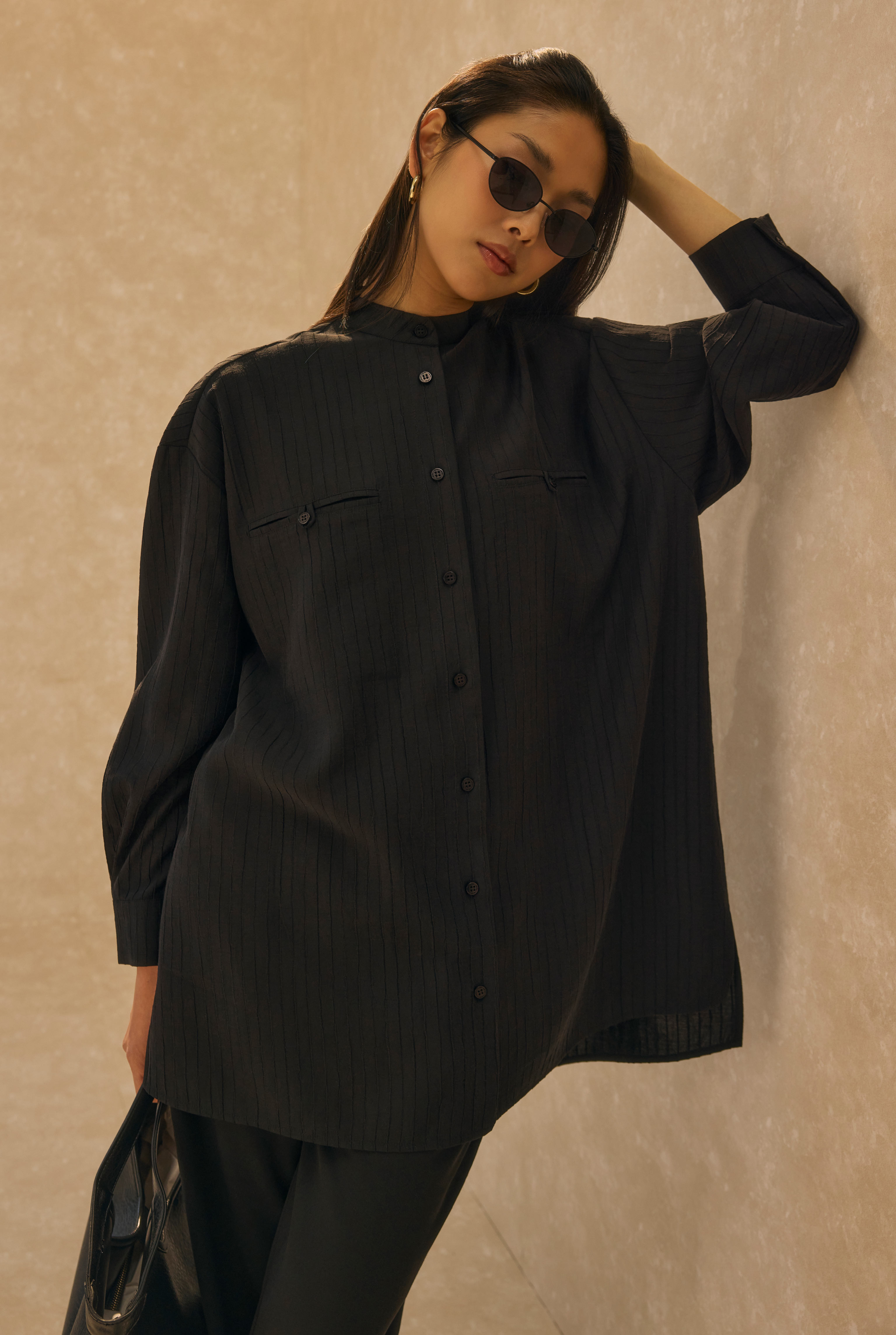 Welt Pocket Detail Shirt Black - 1