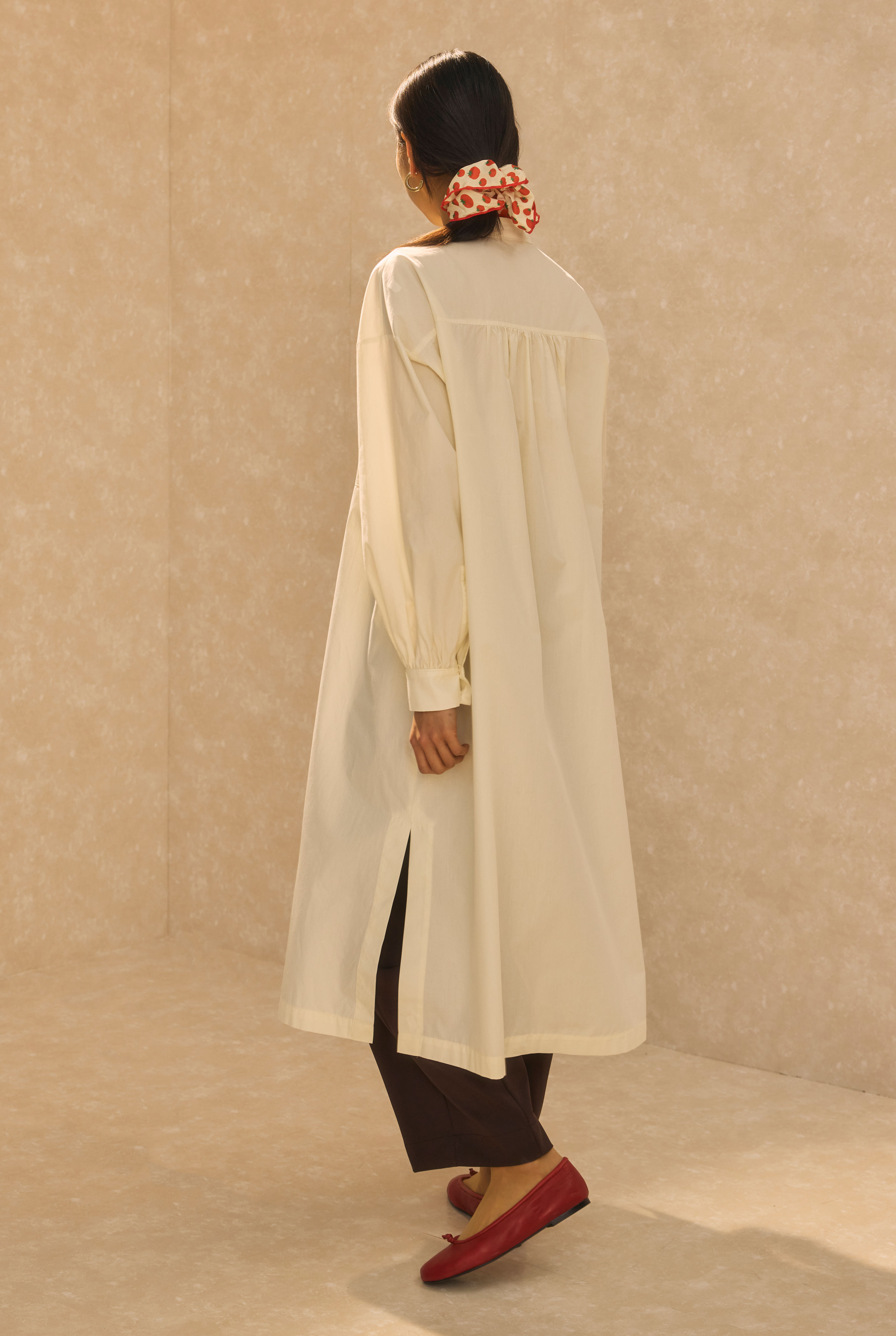 Mandarin Collar Long Tunic Bone - 4