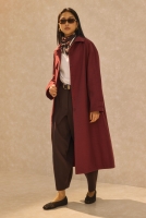 Single Pocket Detailed Long Trenchcoat Bordeaux 