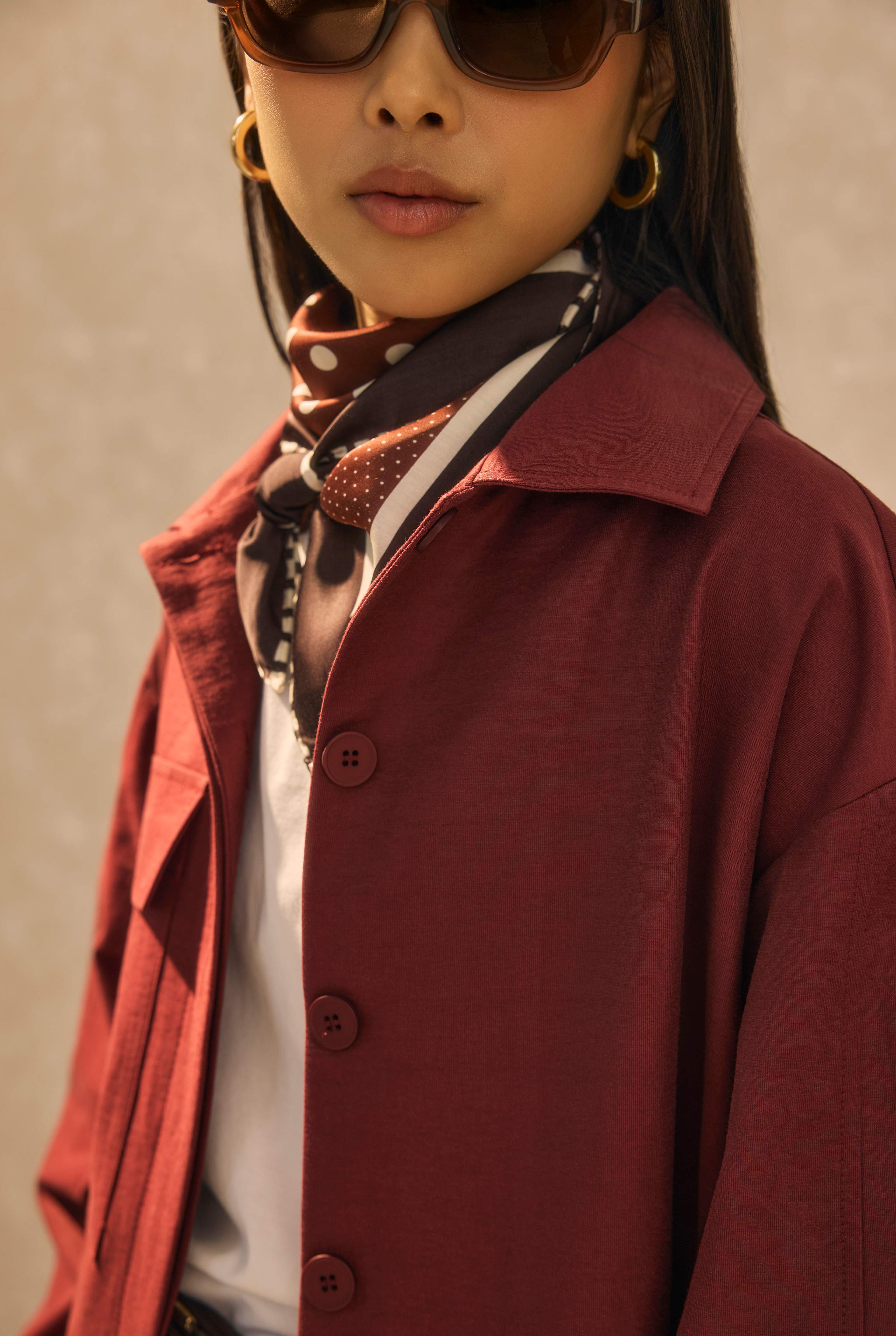 Single Pocket Detailed Long Trenchcoat Bordeaux - 5