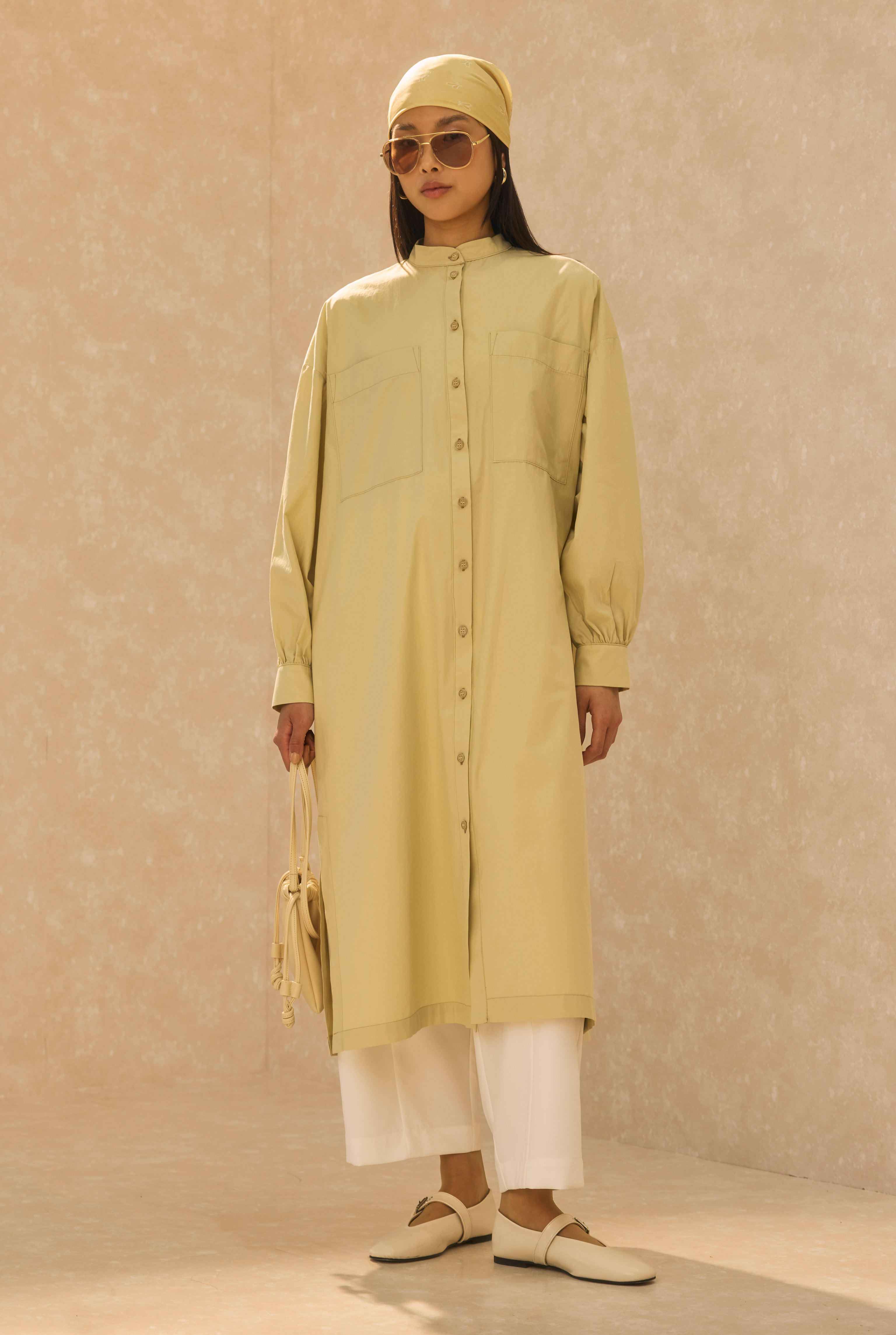 Mandarin Collar Long Tunic Honey - 3