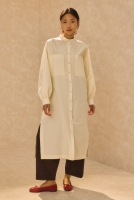 Mandarin Collar Long Tunic Bone 