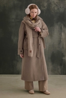 Belted Long Coat Dark Mink 