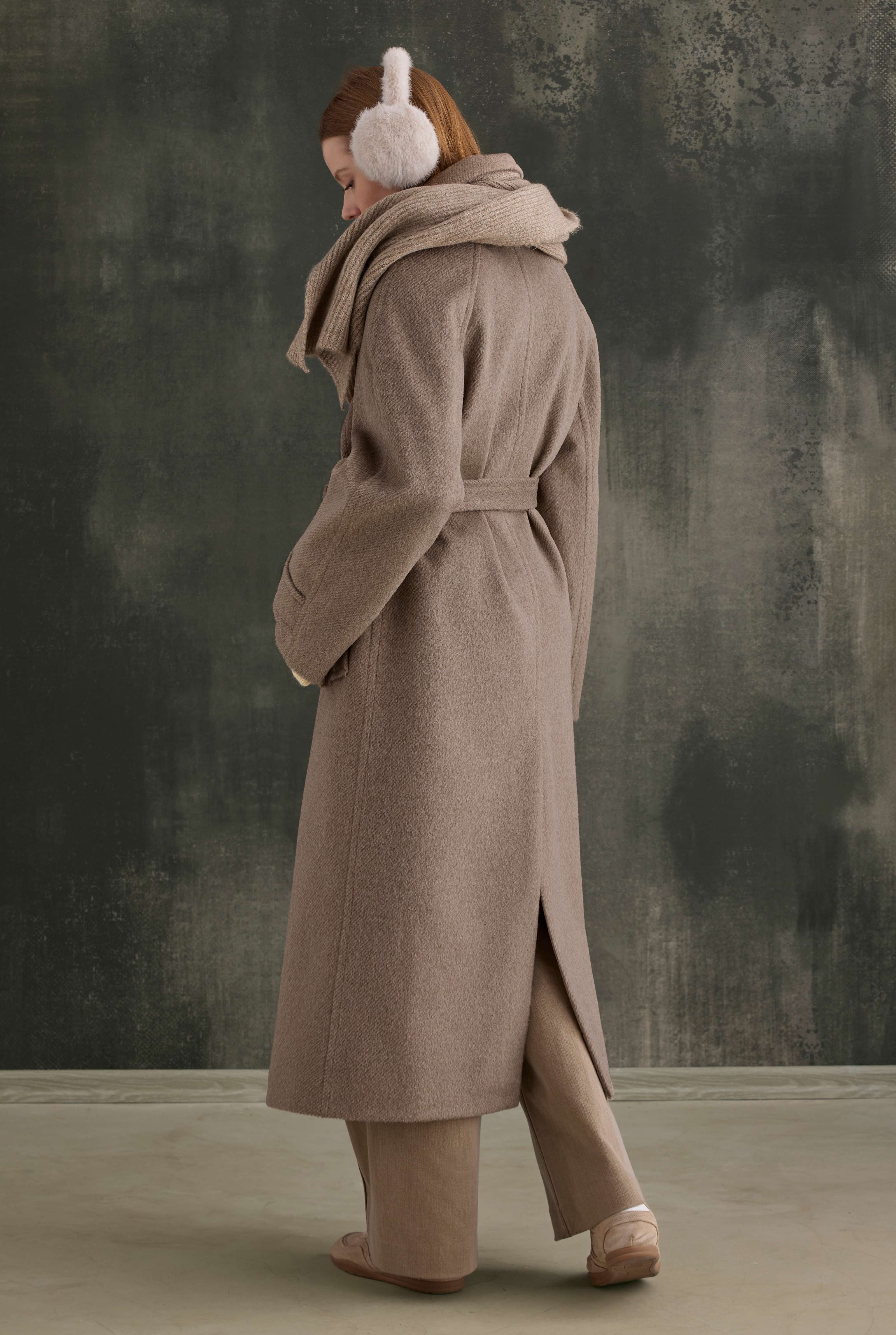 Belted Long Coat Dark Mink - 7