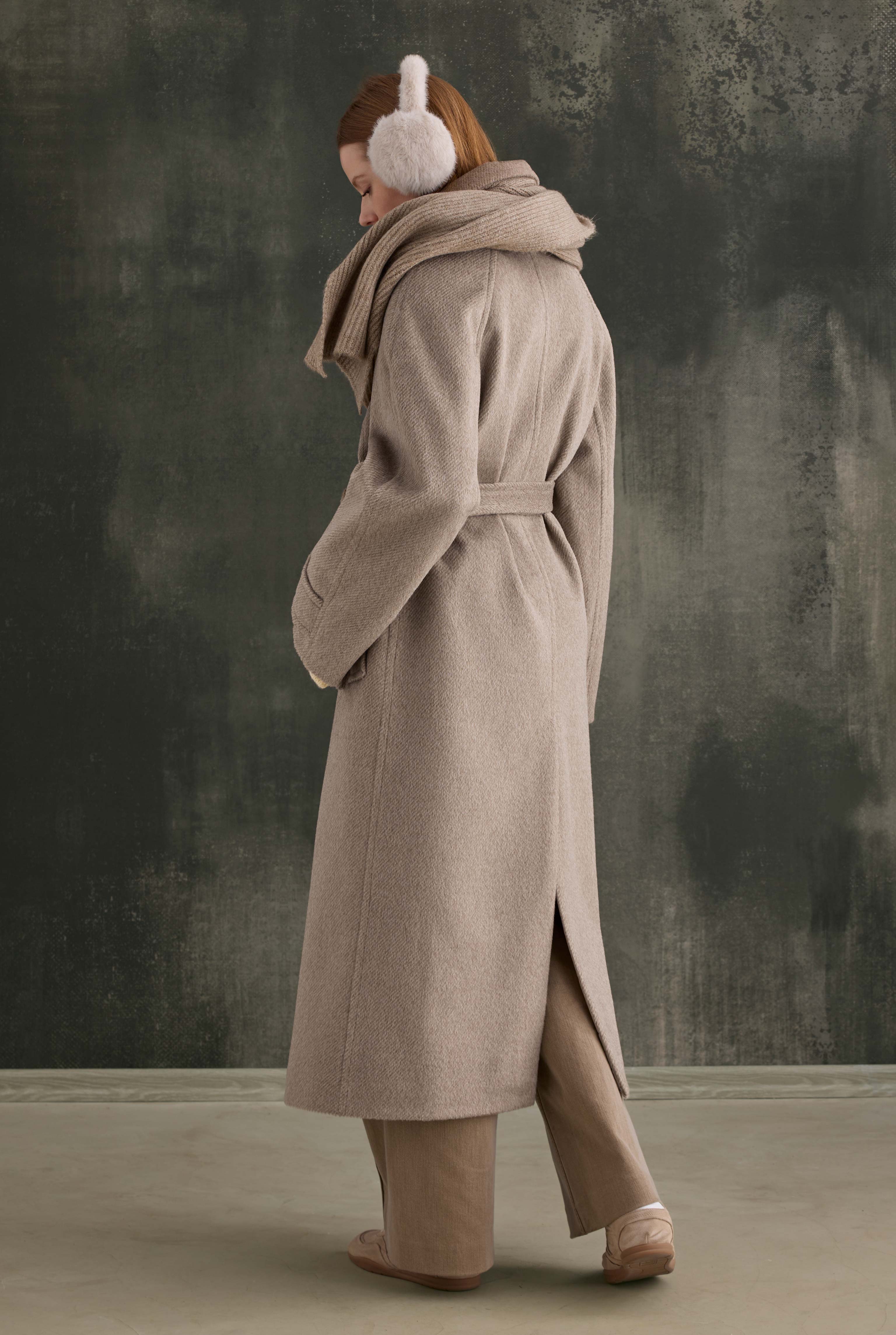 Belted Long Coat Light Mink - 2