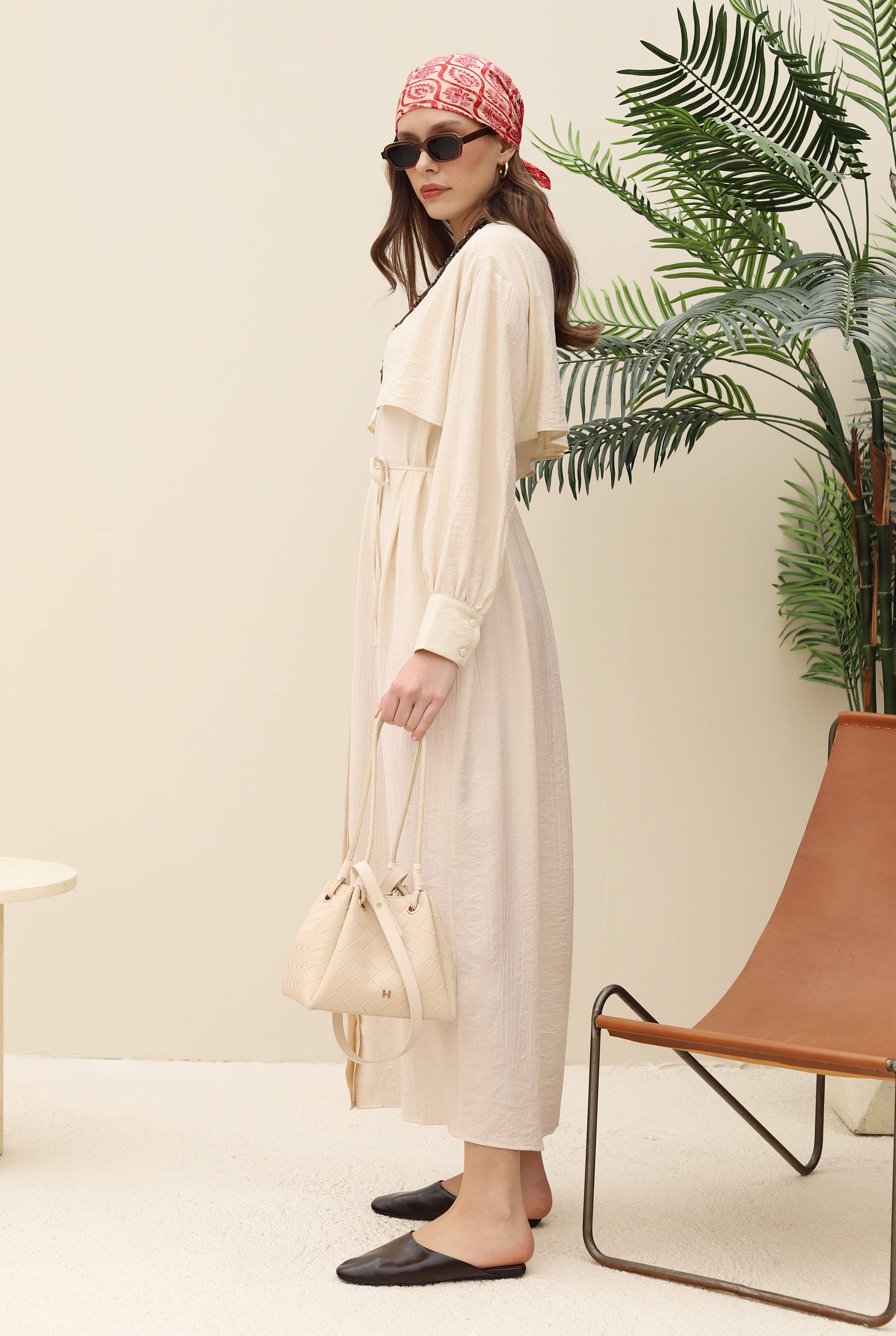 Dress With Apron Bone - 9