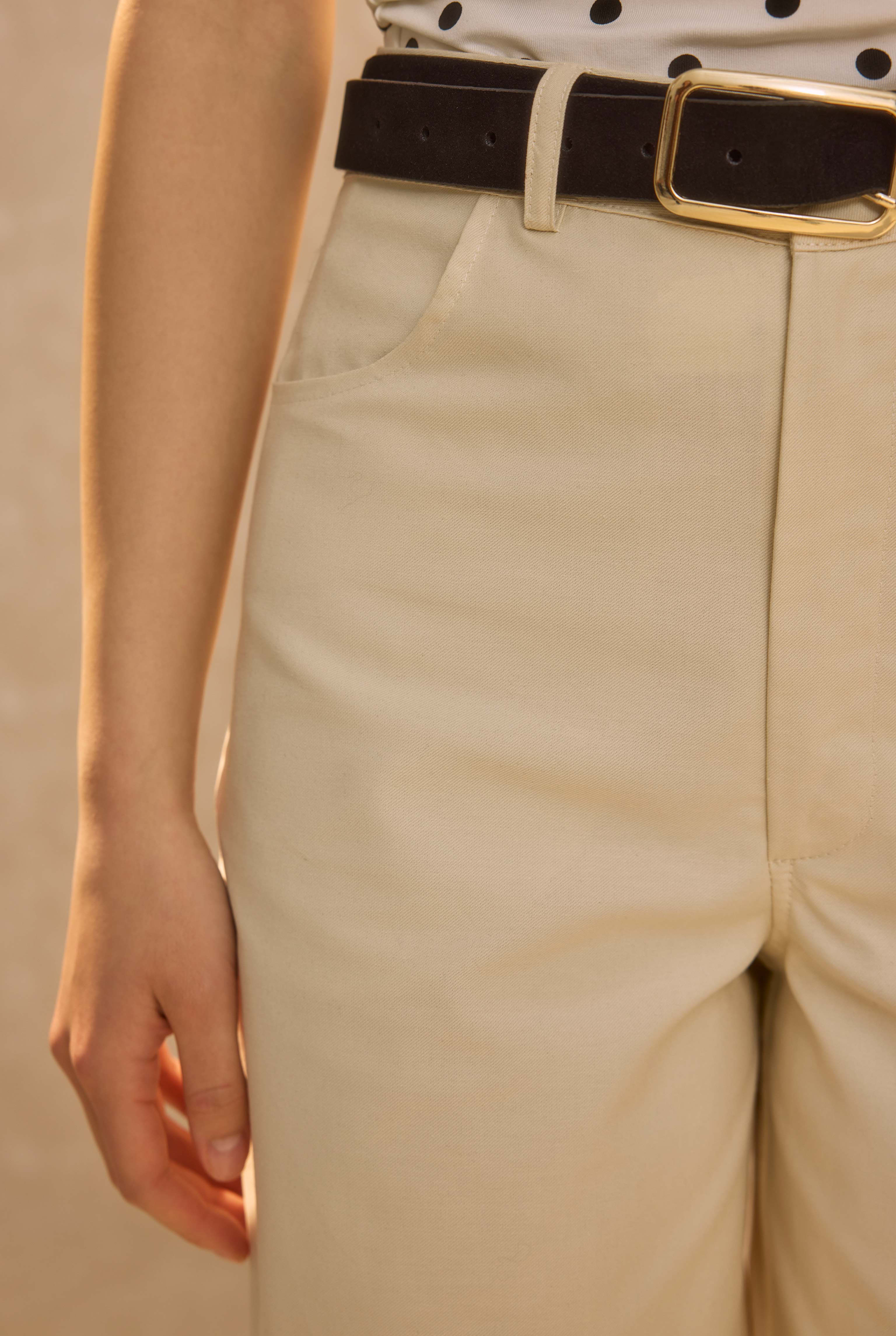 Gabardin Barrel Pantolon Ekru - 2