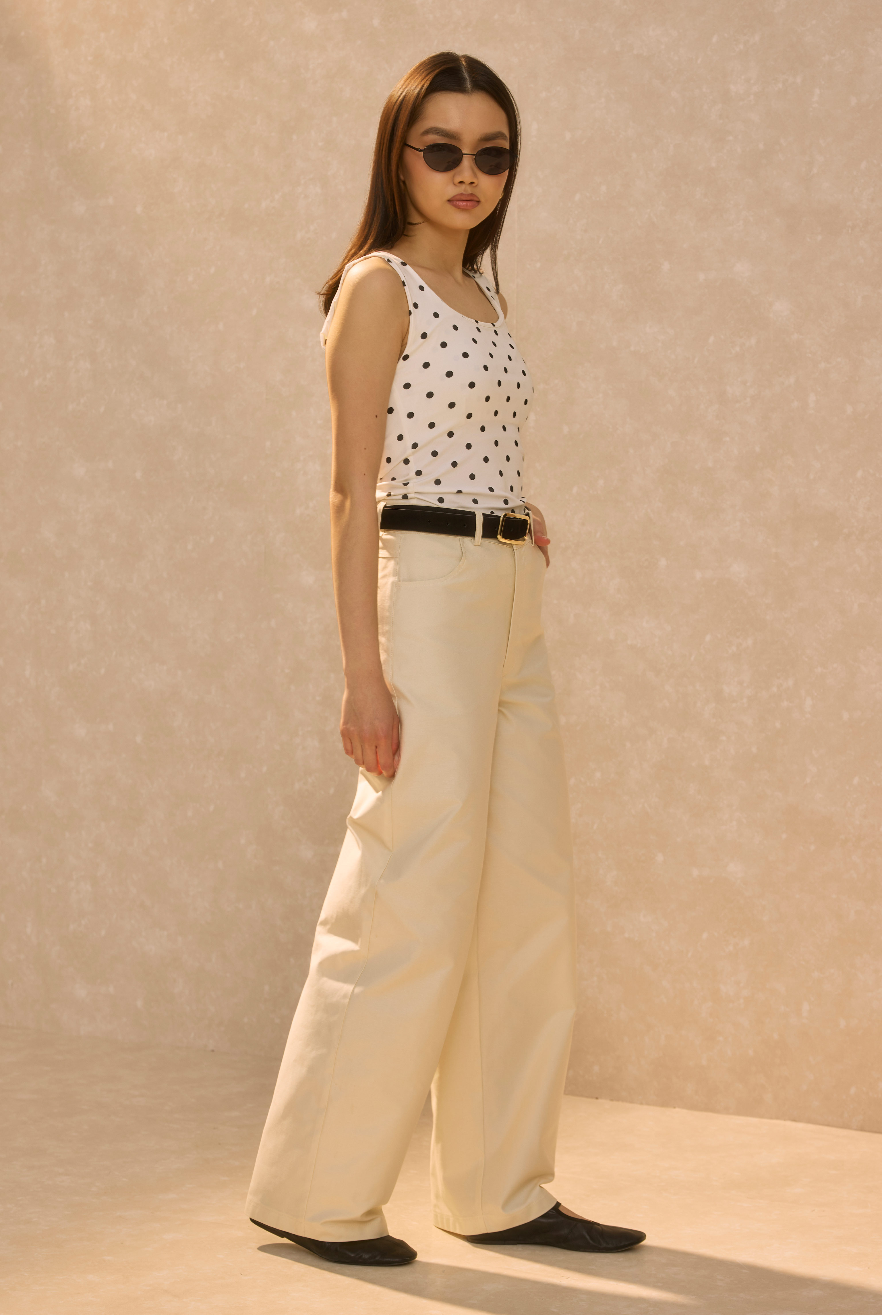 Gabardin Barrel Pantolon Ekru - 4