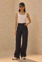 Gabardine Barrel Trousers Navy Blue 