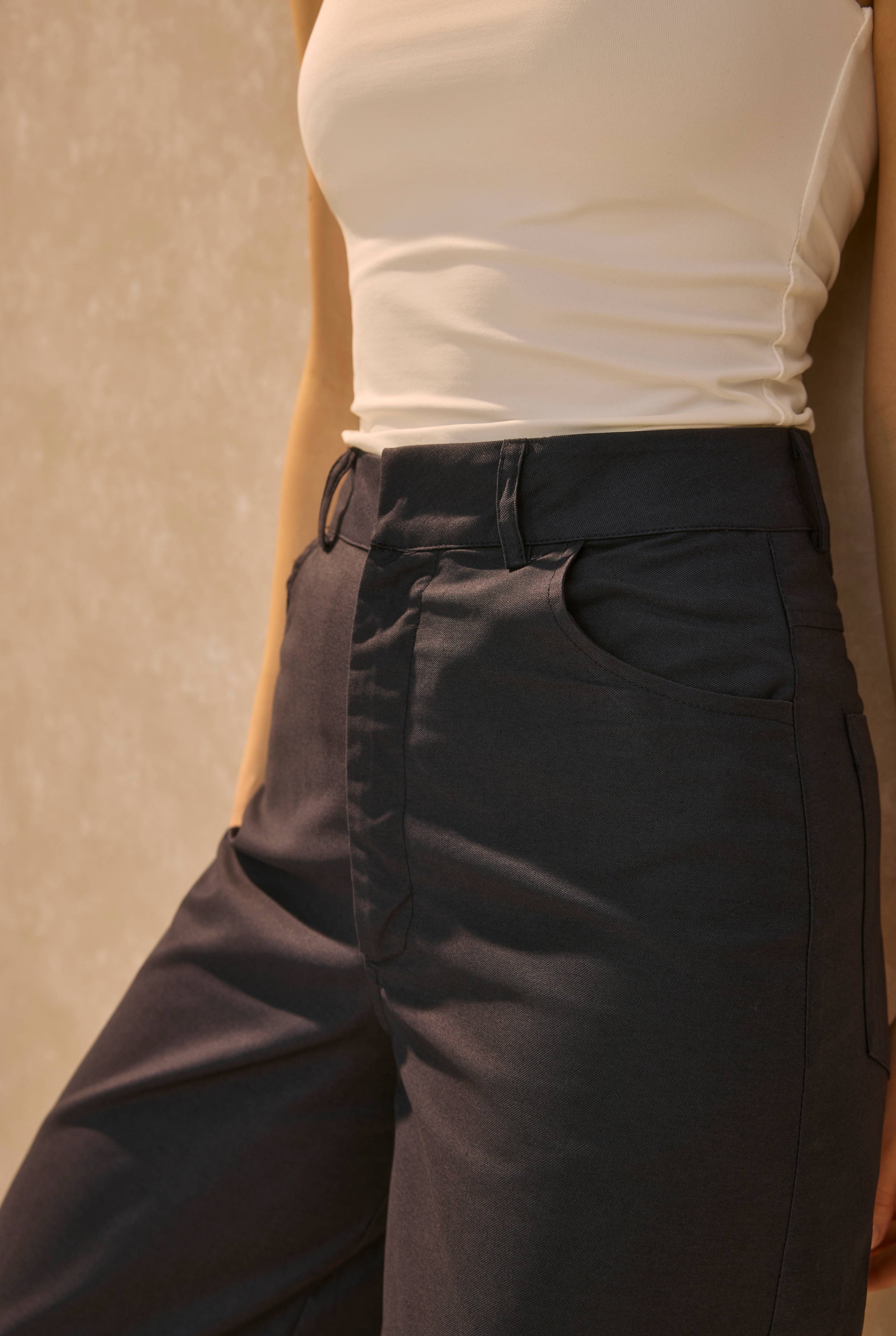 Gabardine Barrel Trousers Navy Blue - 5