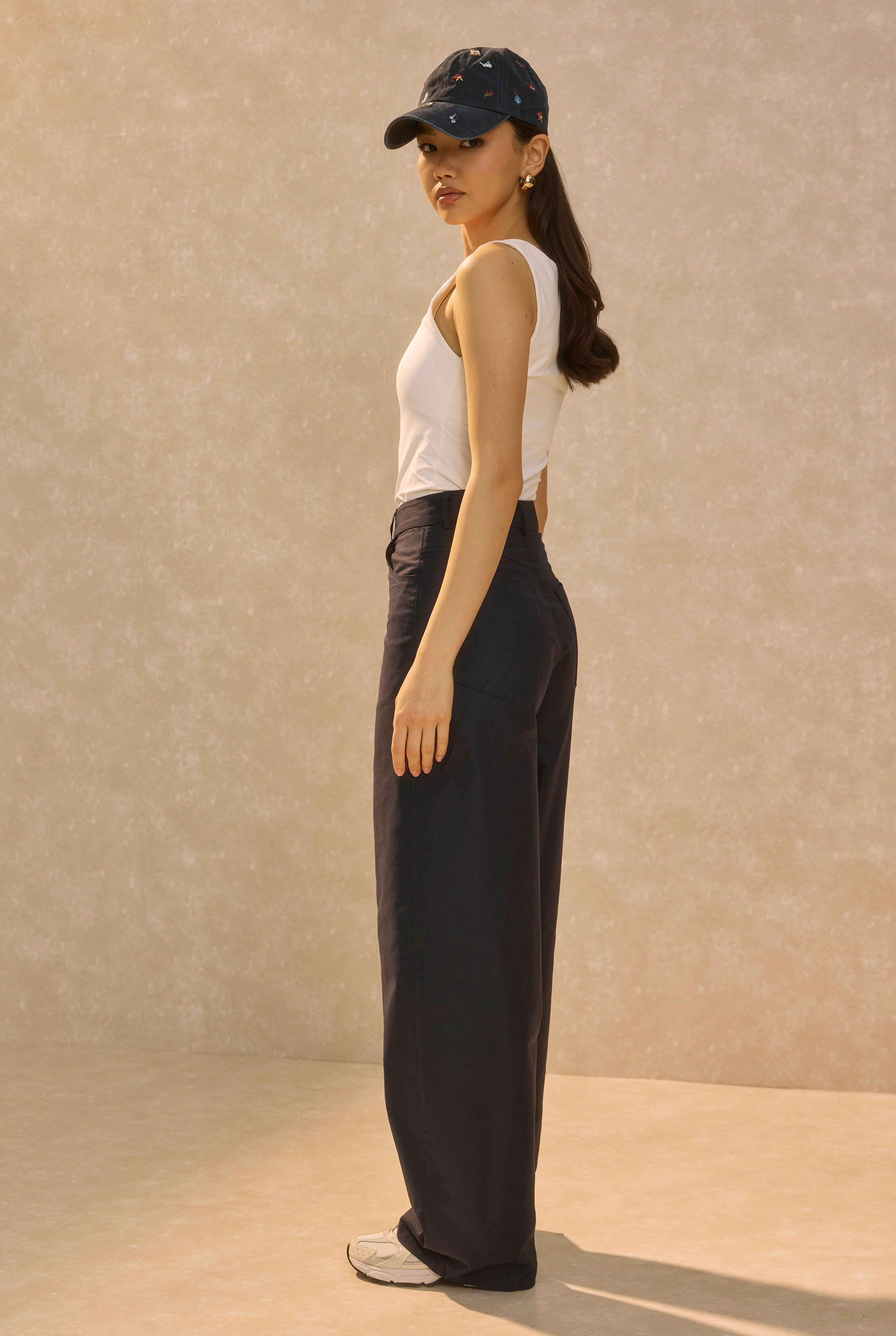 Gabardine Barrel Trousers Navy Blue - 4