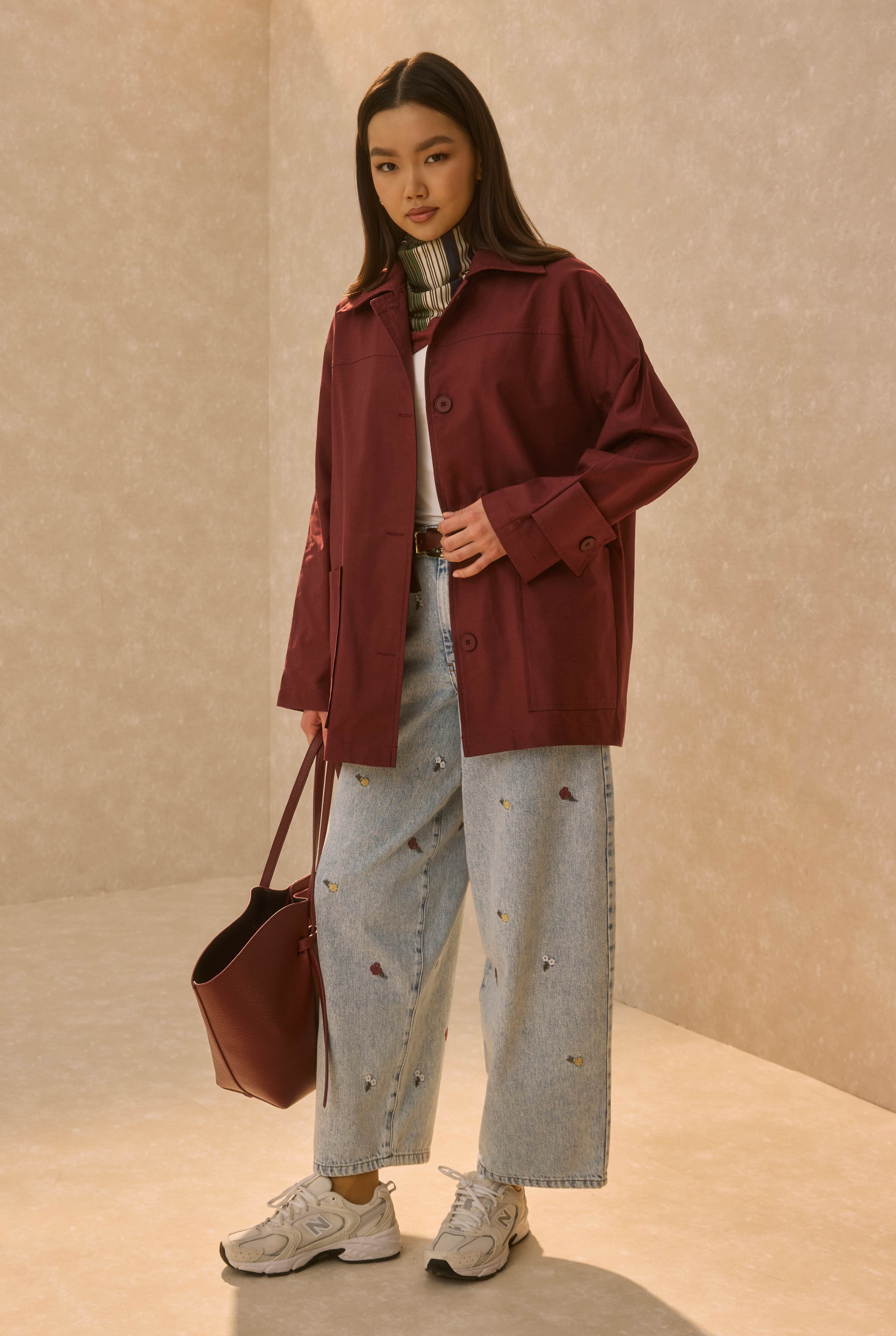 Basic Gabardine Jacket Bordeaux - 2