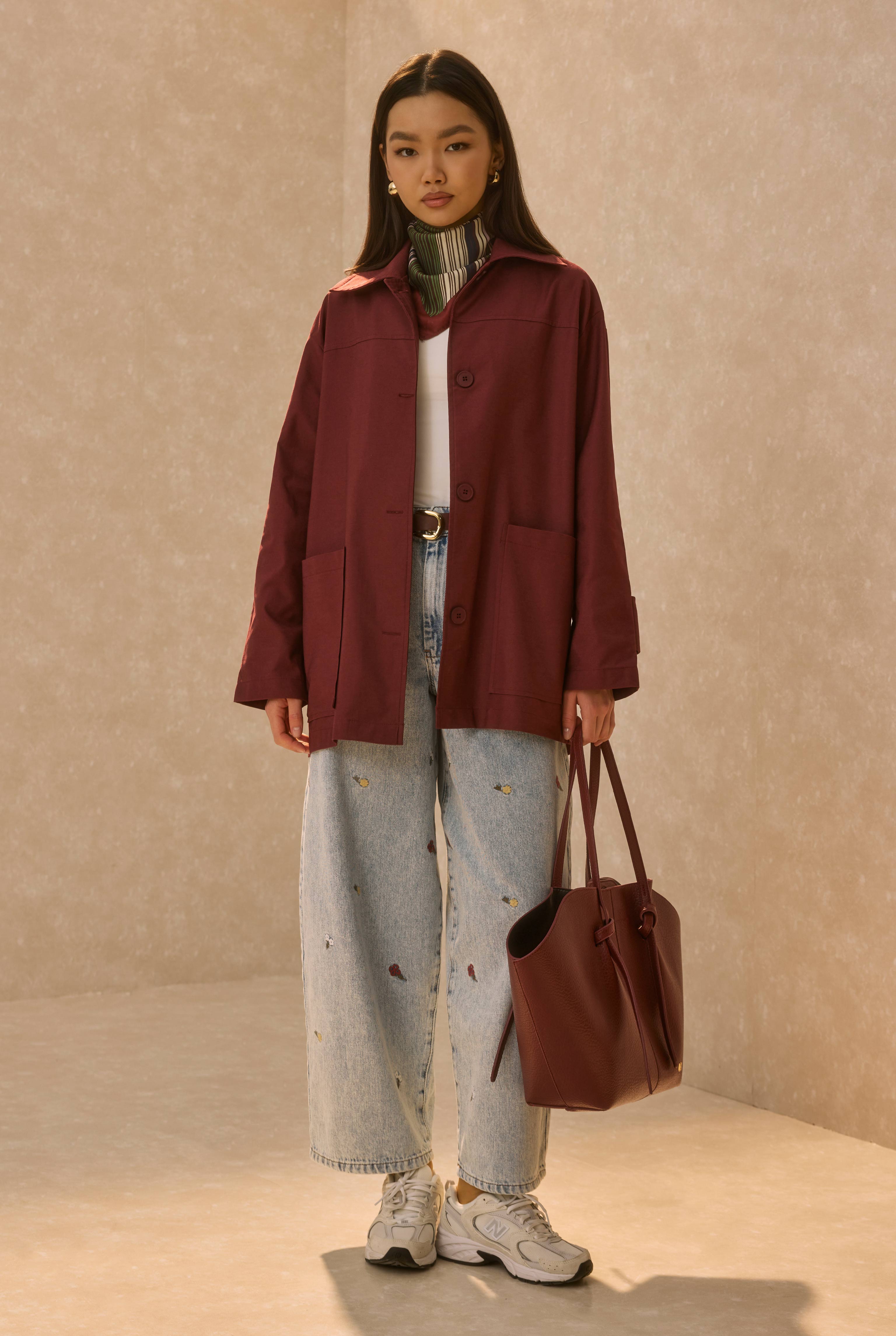 Basic Gabardine Jacket Bordeaux - 1