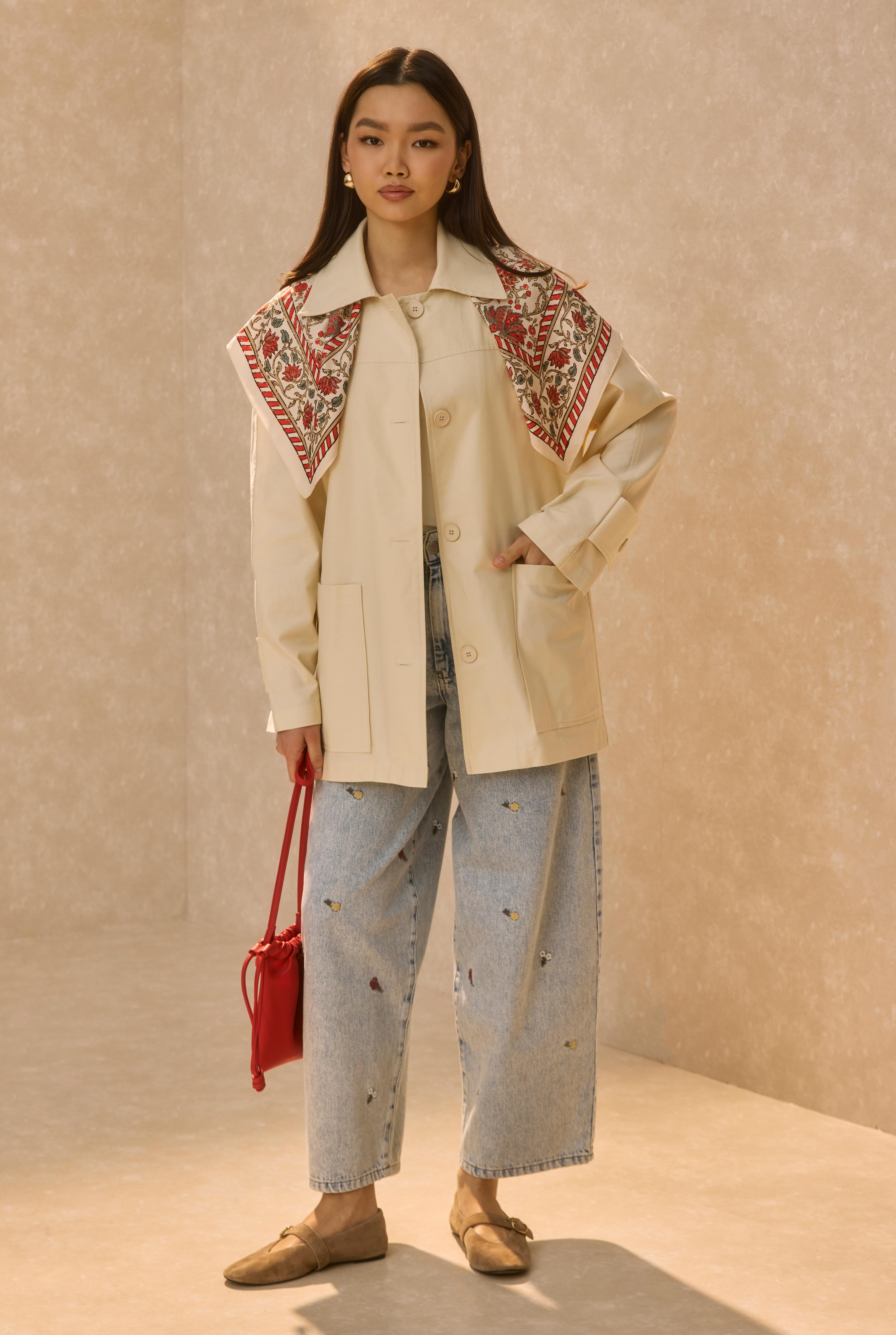 Basic Gabardine Jacket Ecru - 1