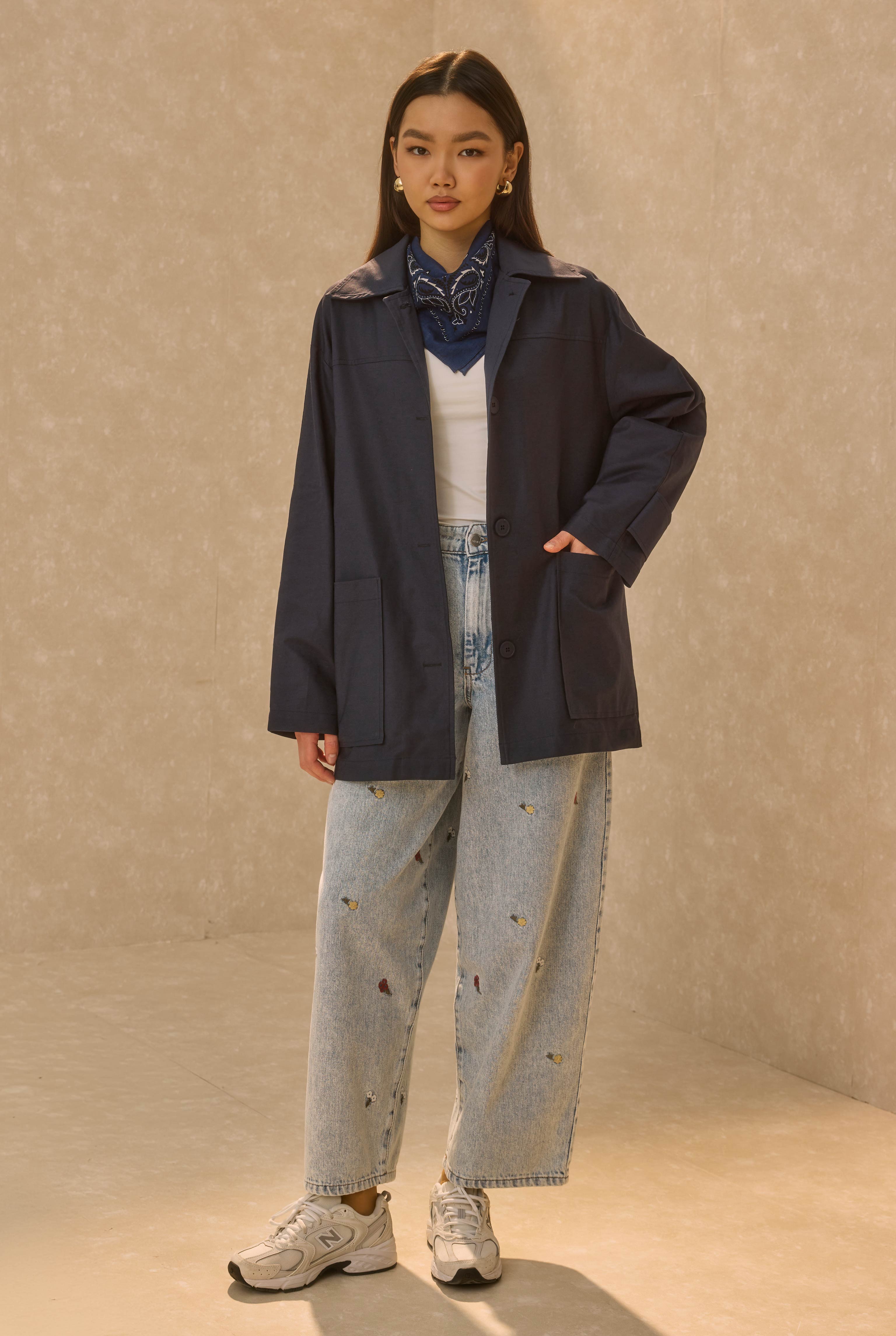 Basic Gabardin Ceket Lacivert - HE-QA